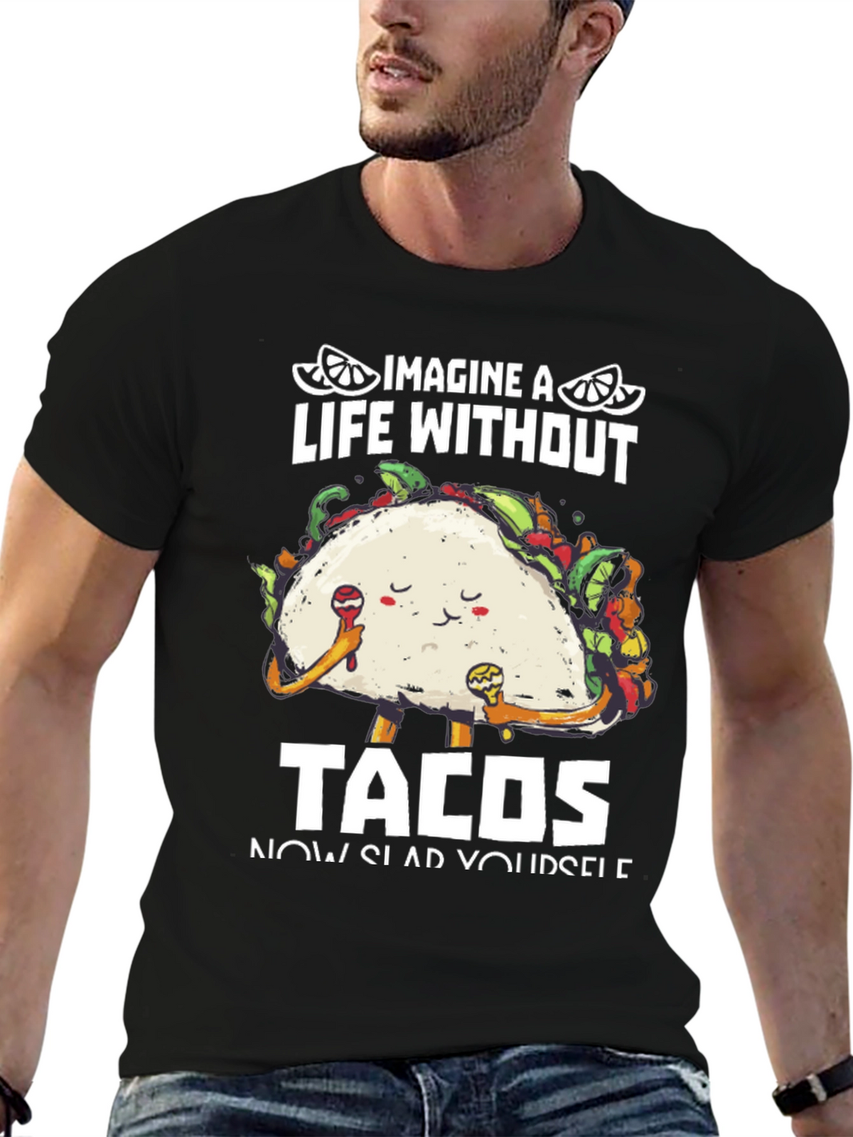 Imagine A Life Without Tacos Black Graphic Tee