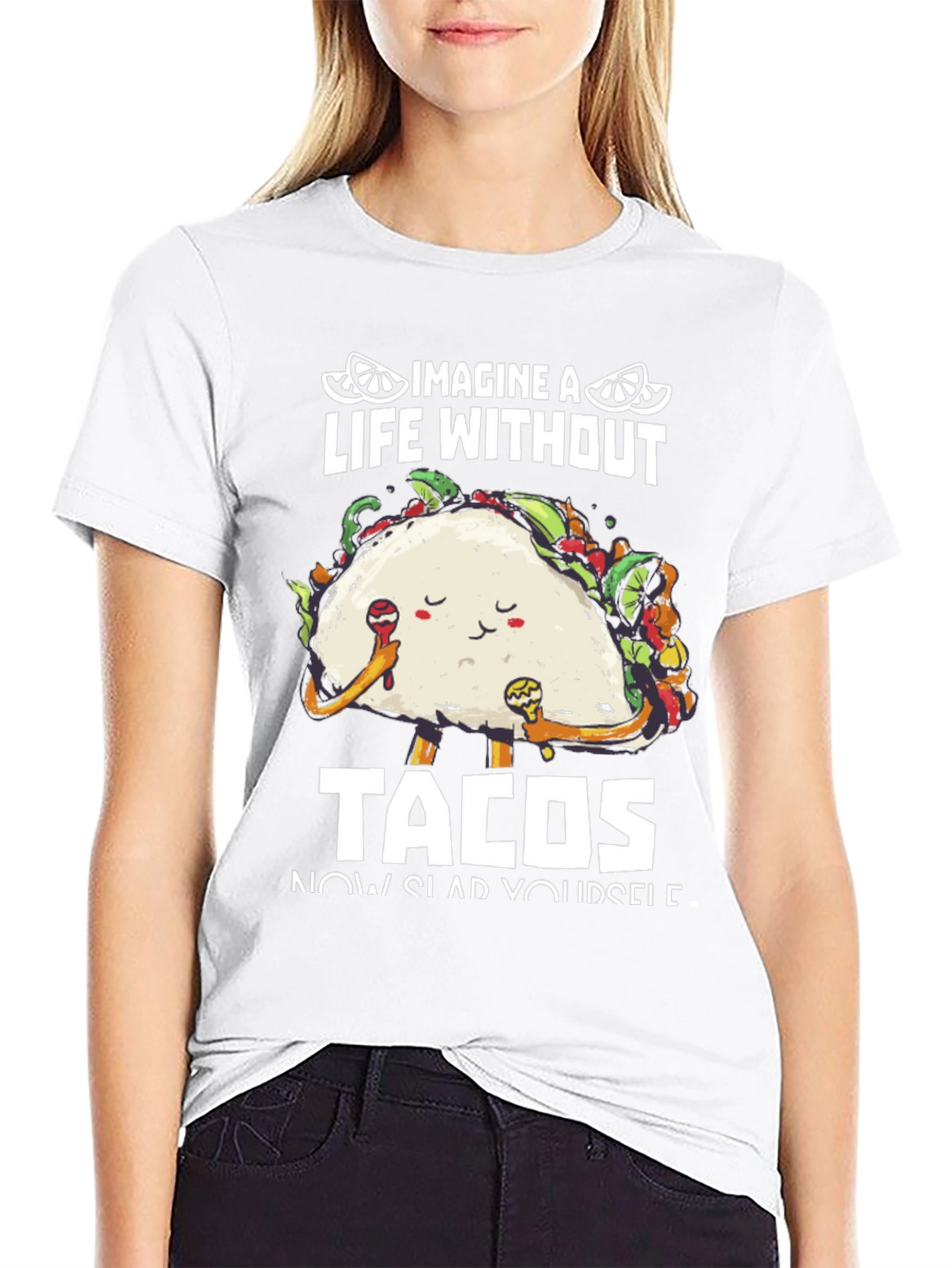 Imagine A Life Without Tacos Black Graphic Tee