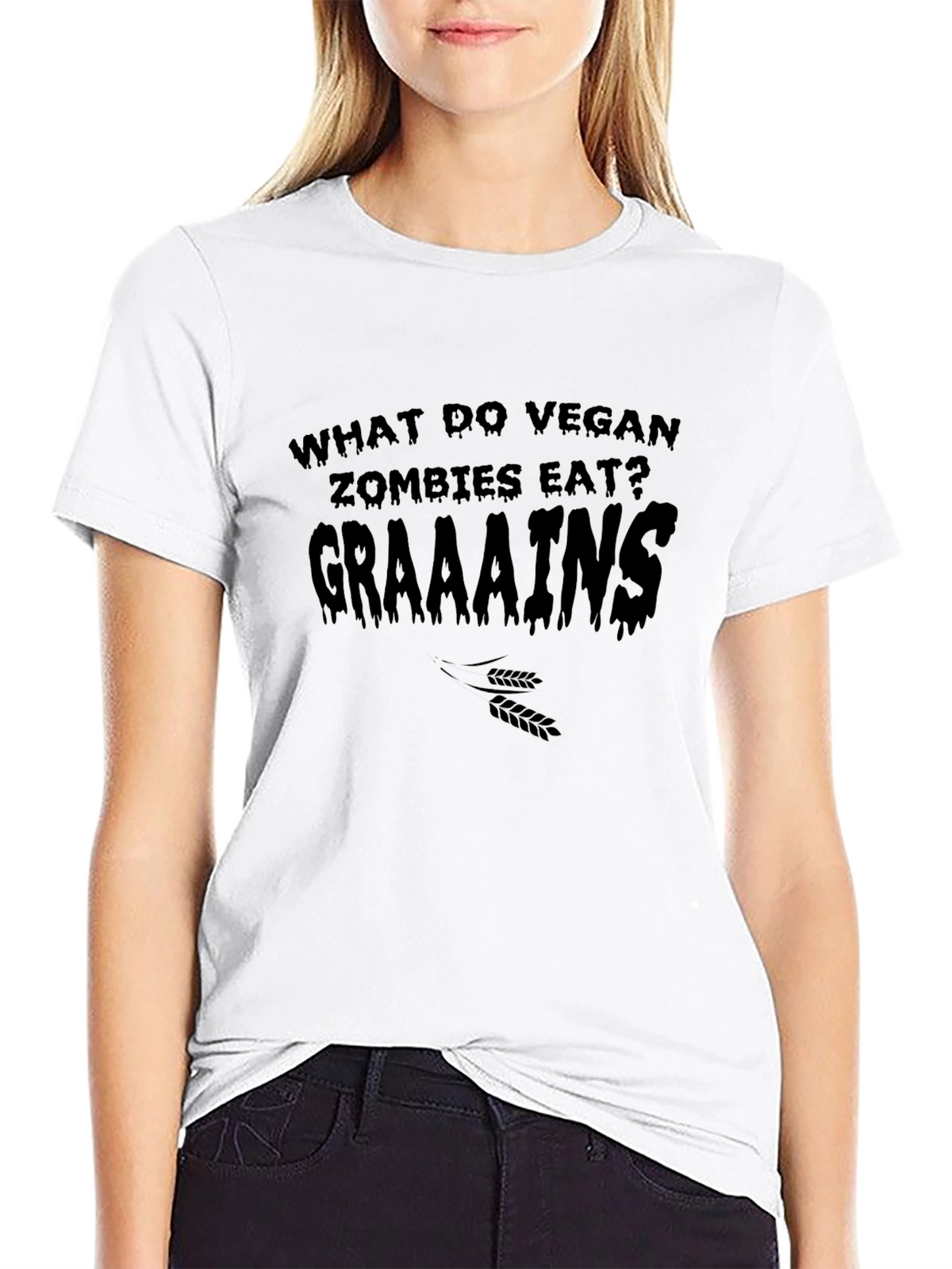 Vegan Zombie Graaaains T-Shirt - Funny Humor Tee