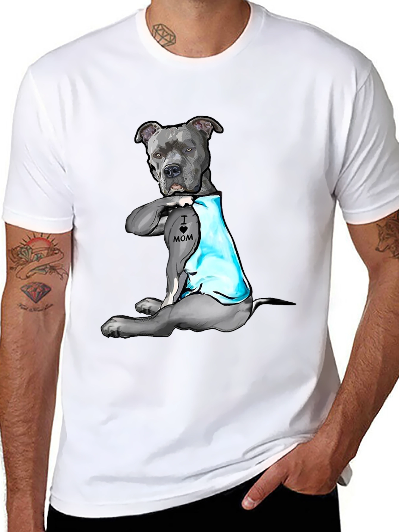 Dog Lover T-Shirt: I Heart Mom Pitbull Design