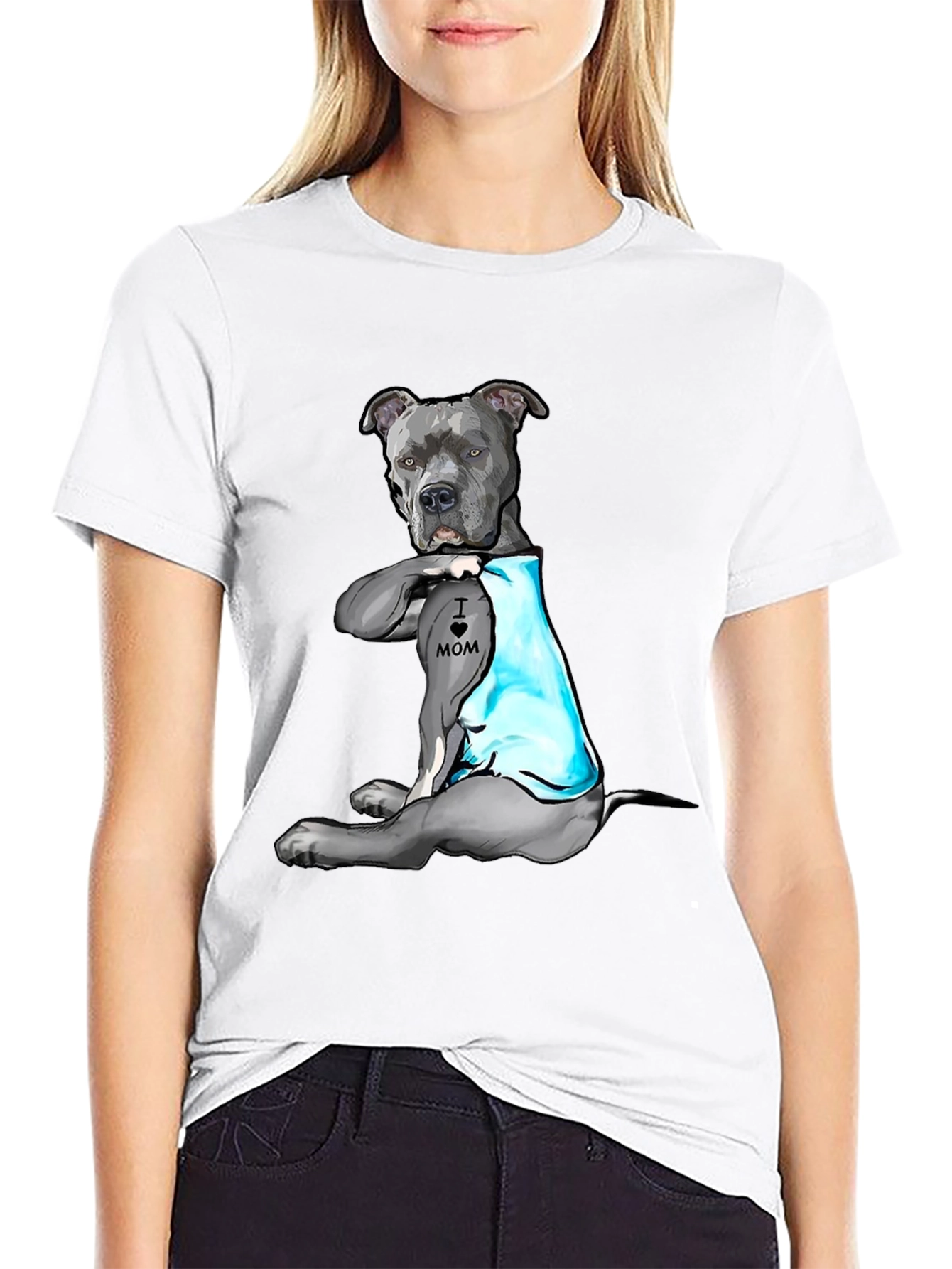 Dog Lover T-Shirt: I Heart Mom Pitbull Design