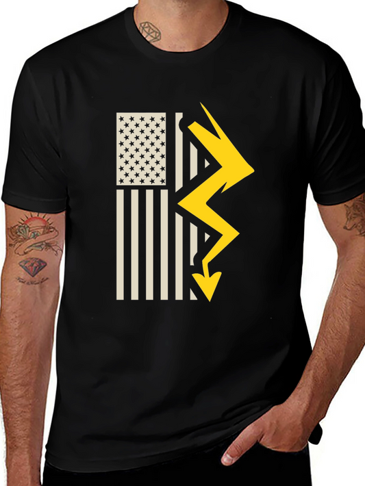 American Flag Lightning Bolt Graphic T-Shirt