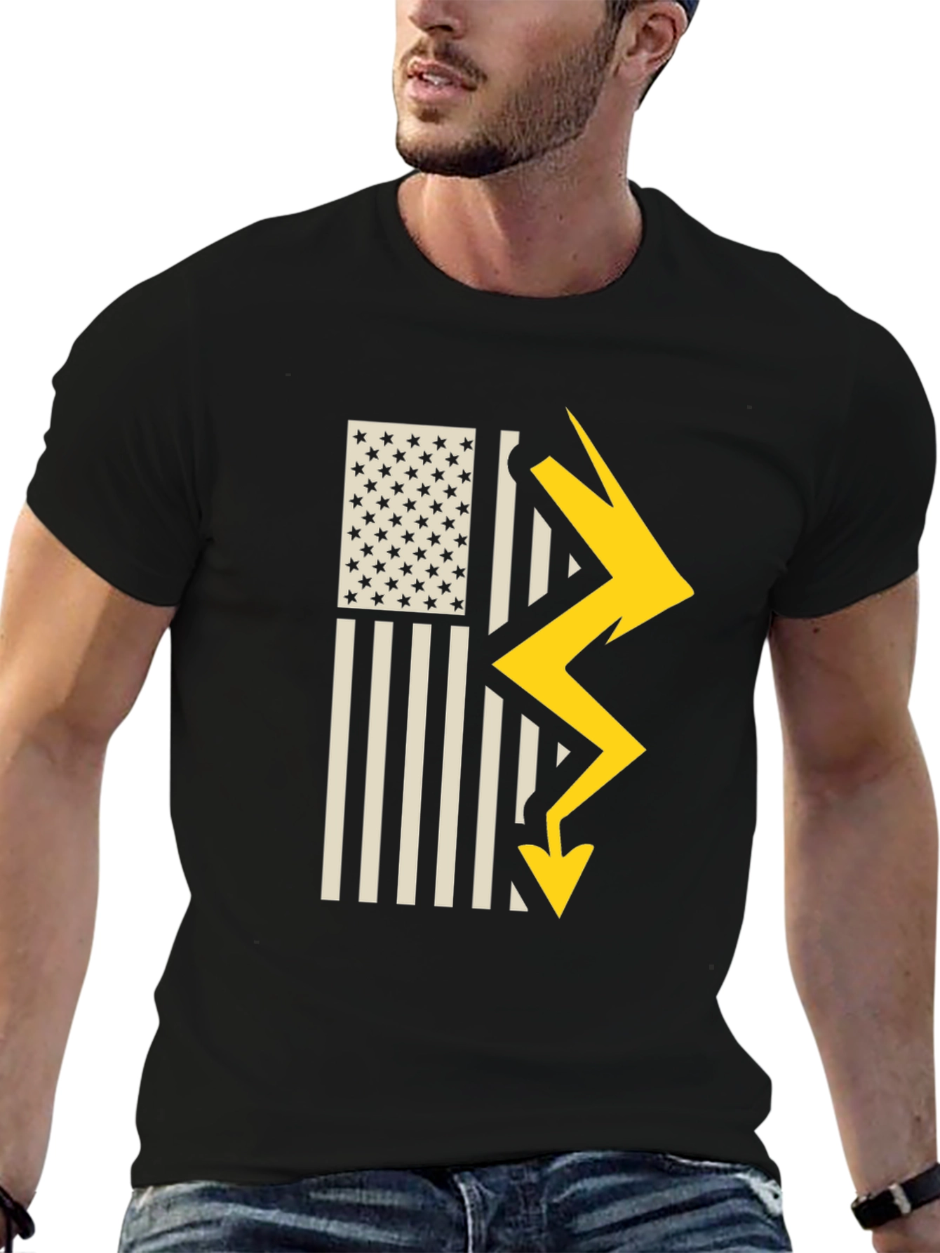 American Flag Lightning Bolt Graphic T-Shirt