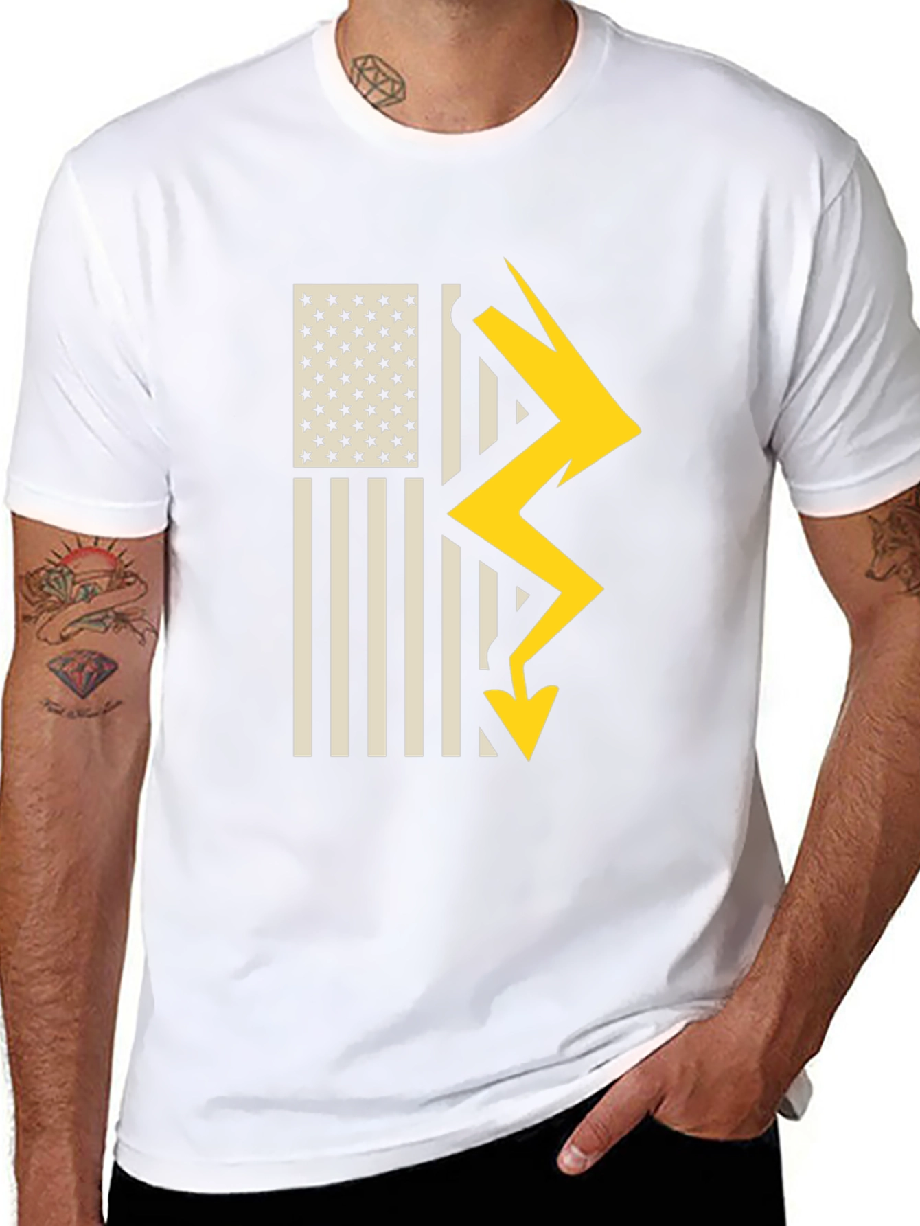 American Flag Lightning Bolt Graphic T-Shirt