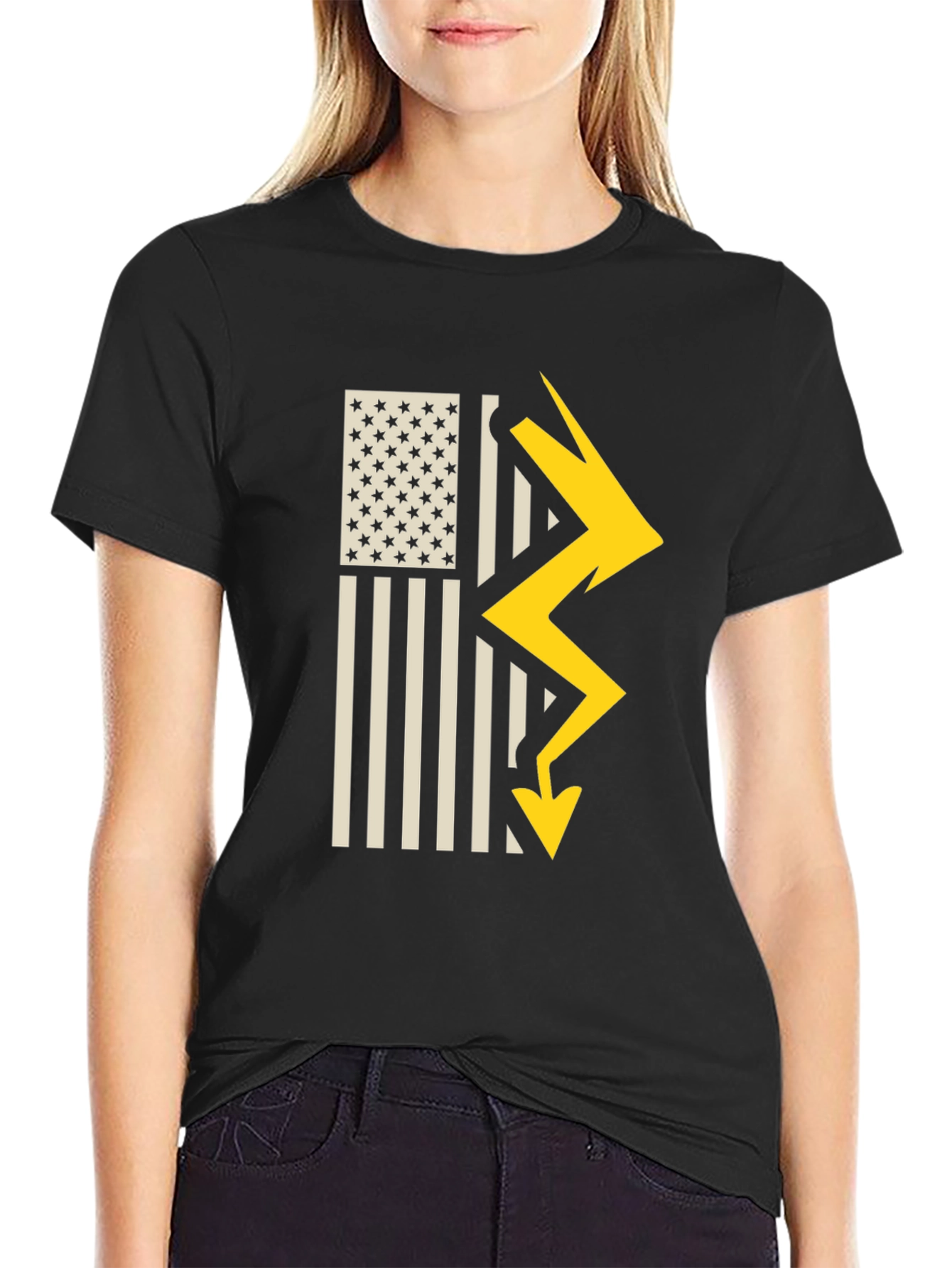 American Flag Lightning Bolt Graphic T-Shirt