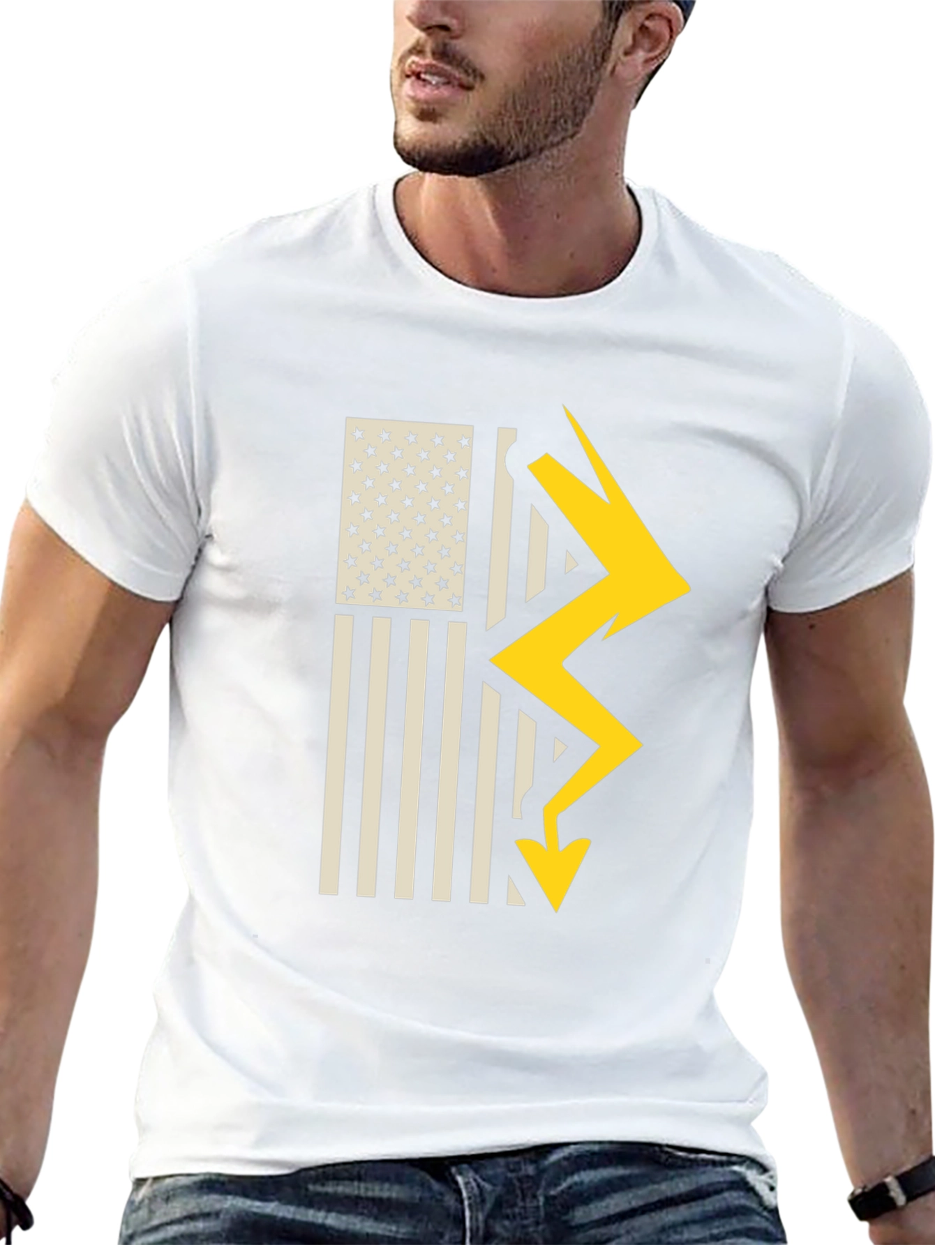 American Flag Lightning Bolt Graphic T-Shirt