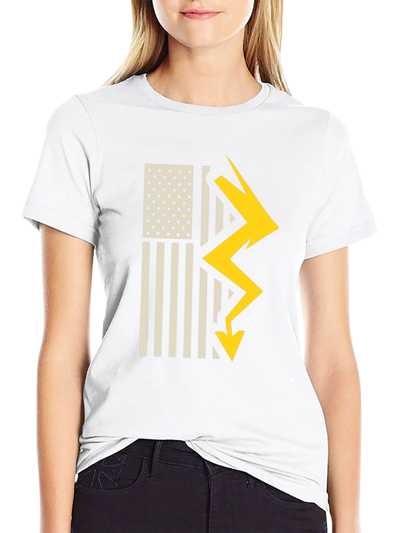 American Flag Lightning Bolt Graphic T-Shirt