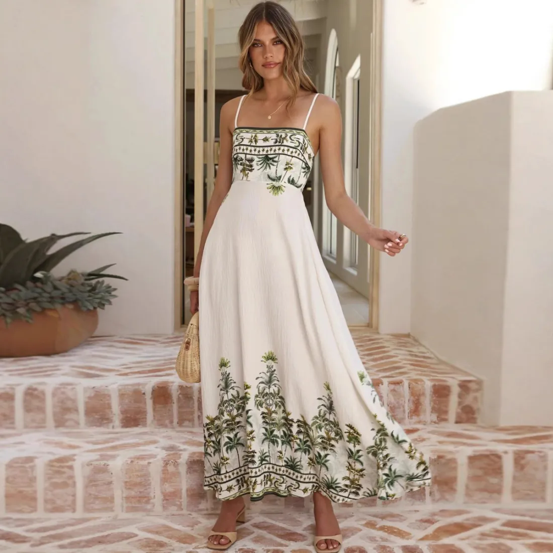 Women's Summer Vacation Bohemian Casual Print Sling Maxi Dress