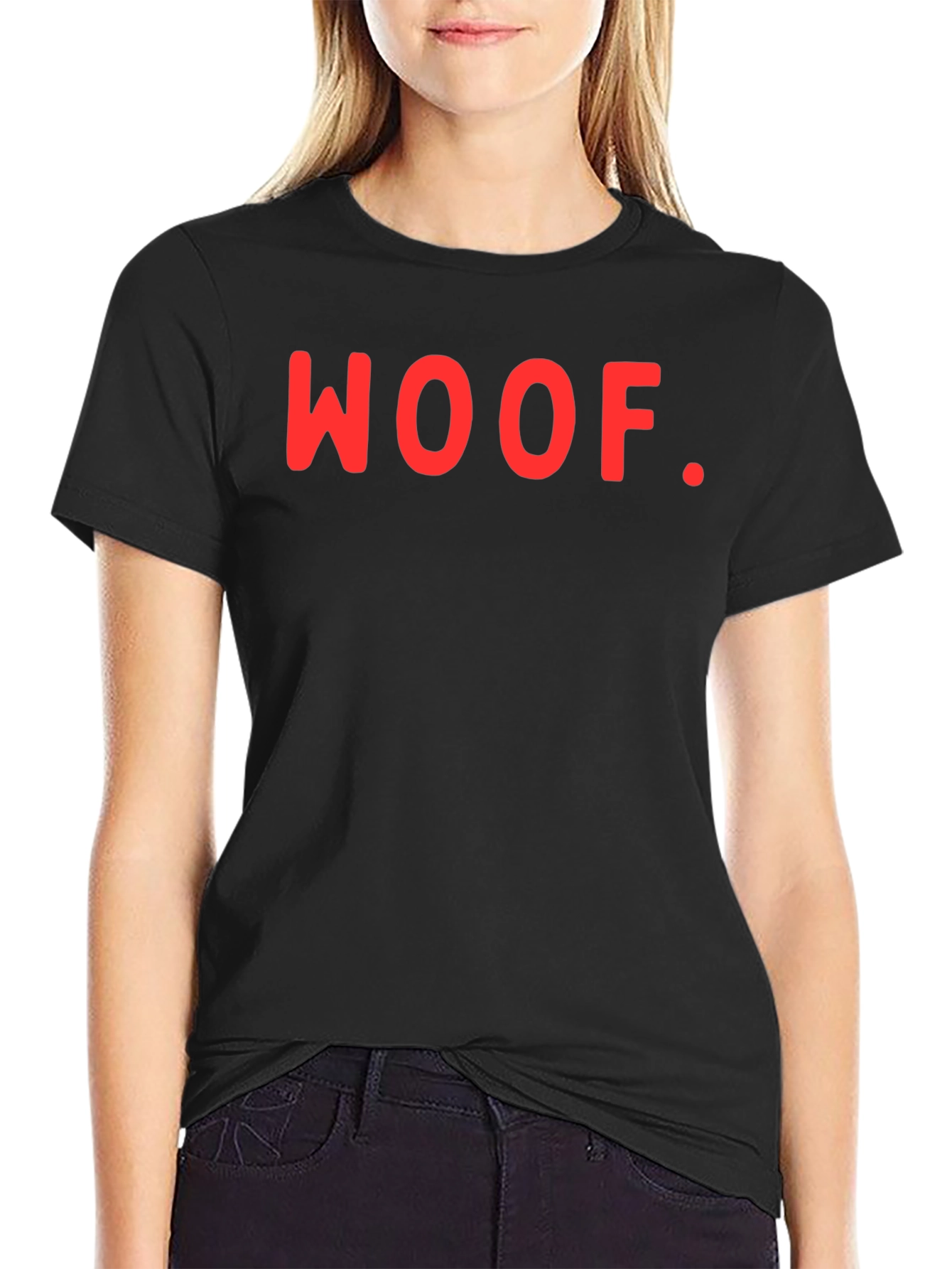Woof T-Shirt - Black Crew Neck Tee