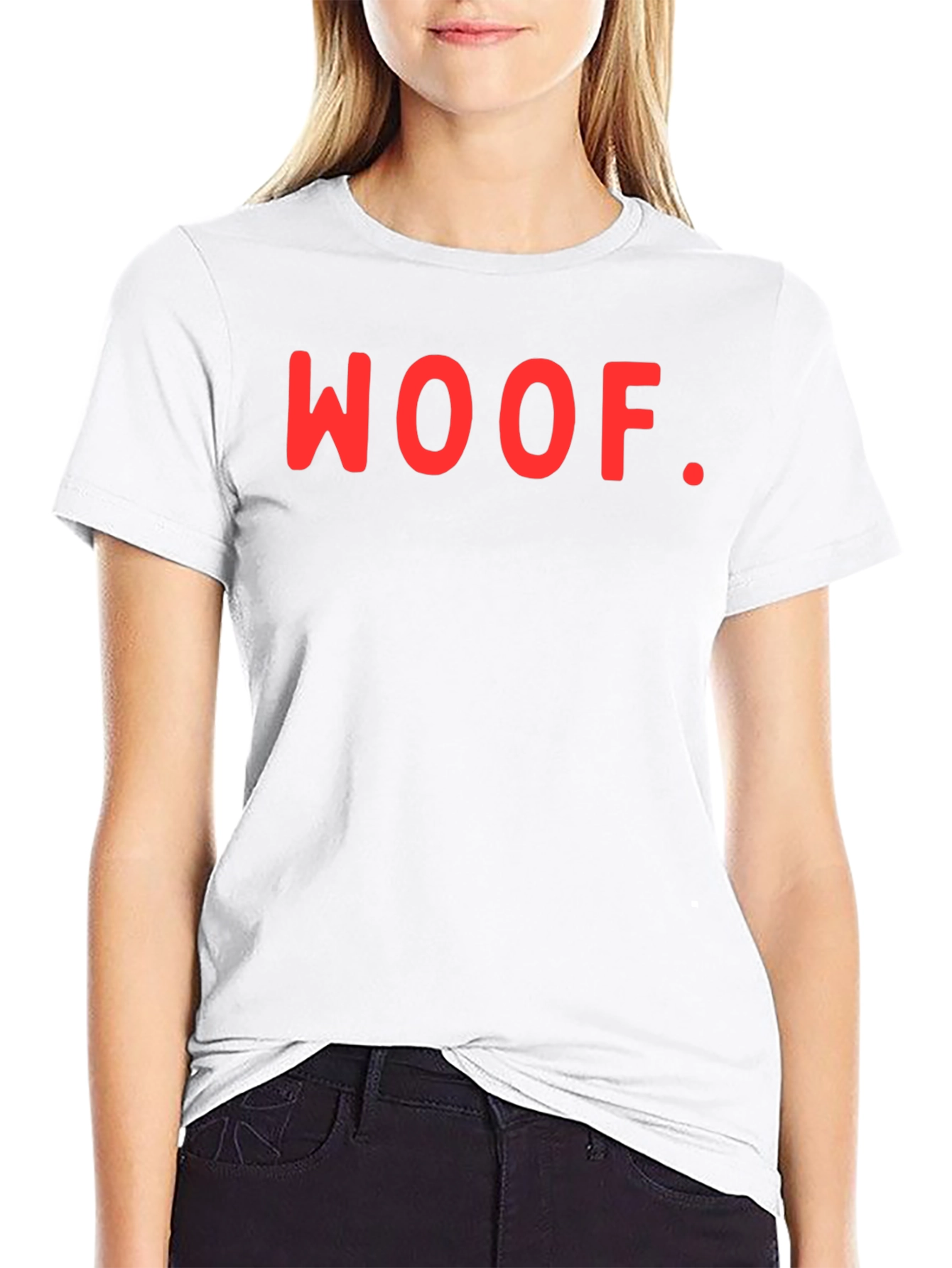 Woof T-Shirt - Black Crew Neck Tee