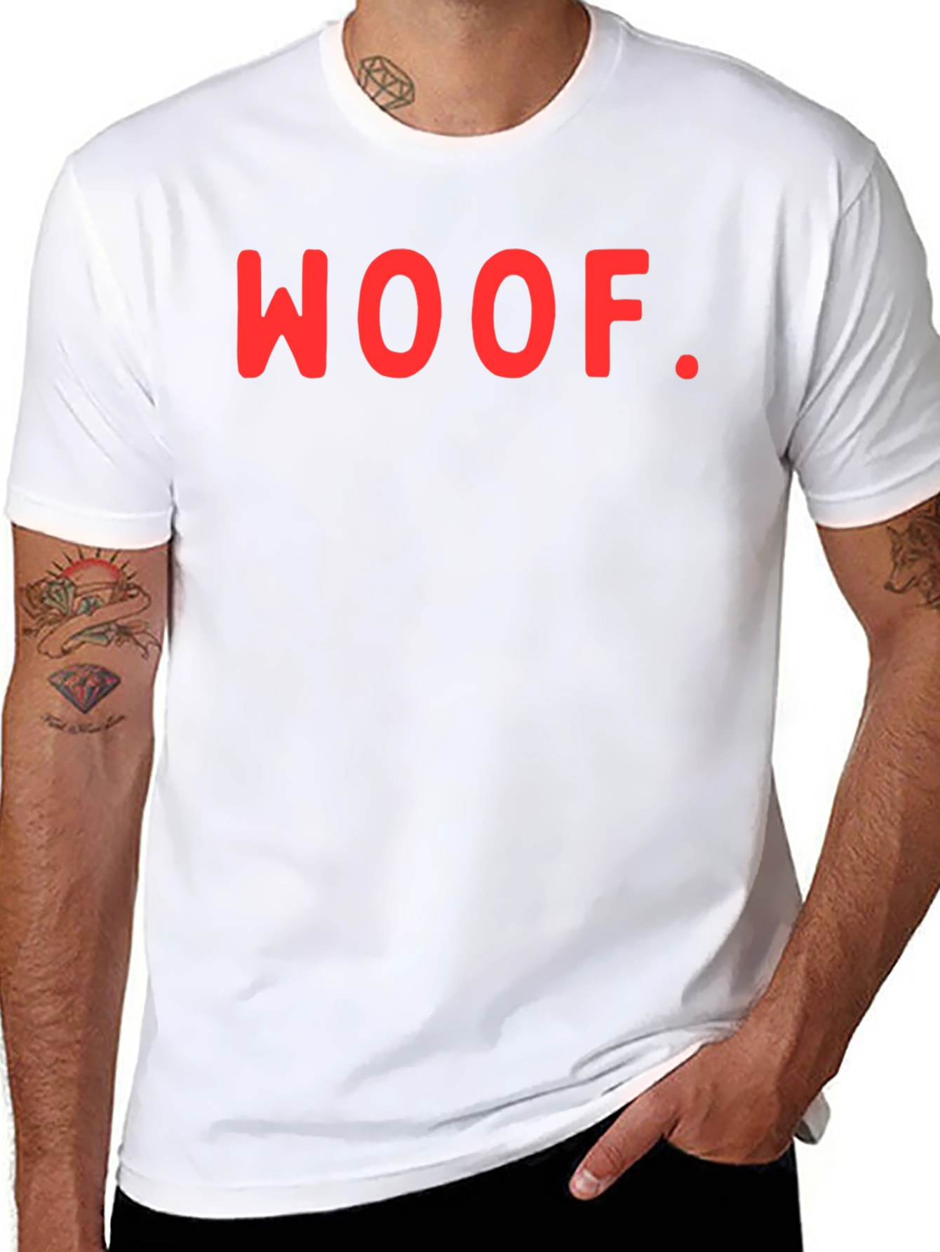 Woof T-Shirt - Black Crew Neck Tee