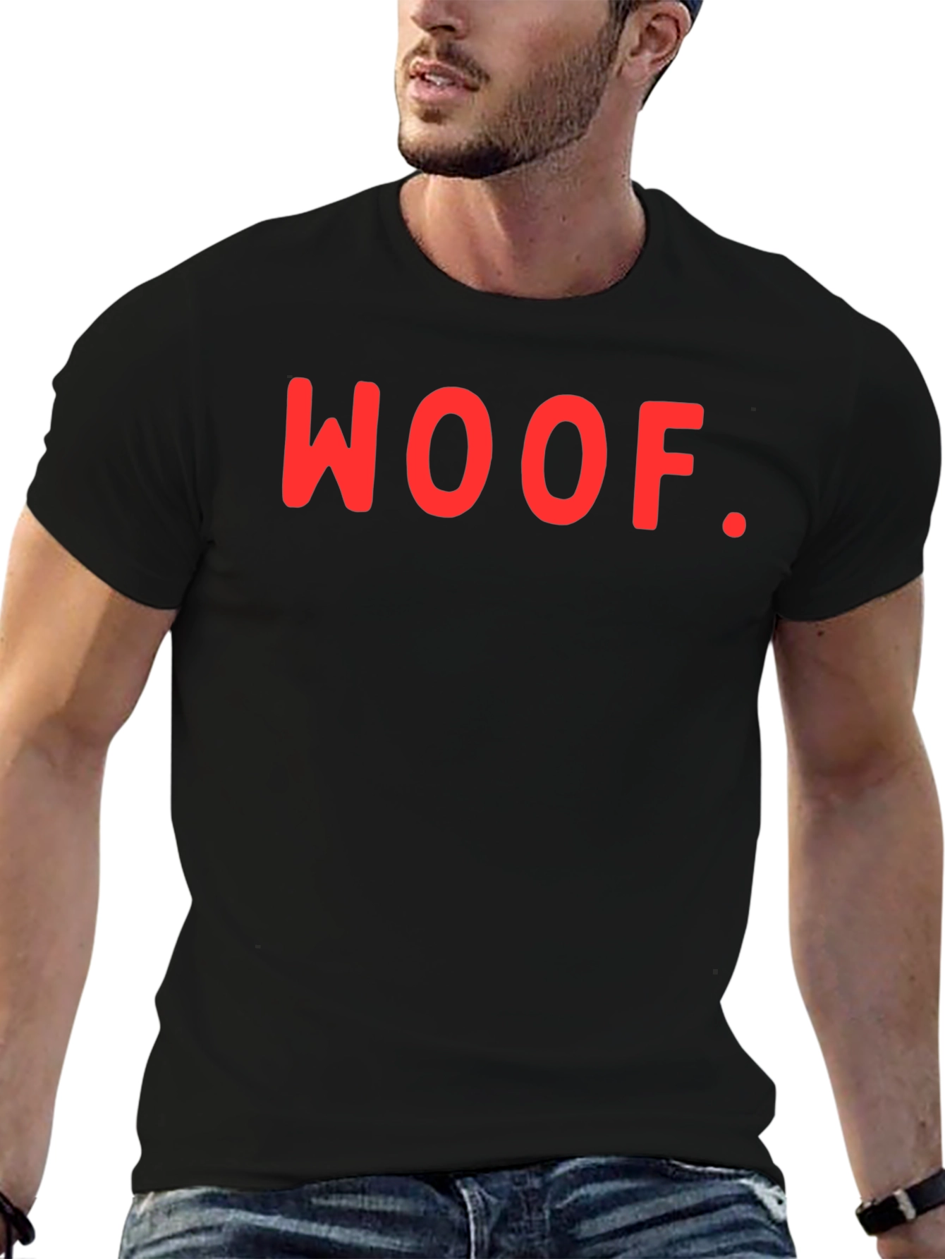 Woof T-Shirt - Black Crew Neck Tee