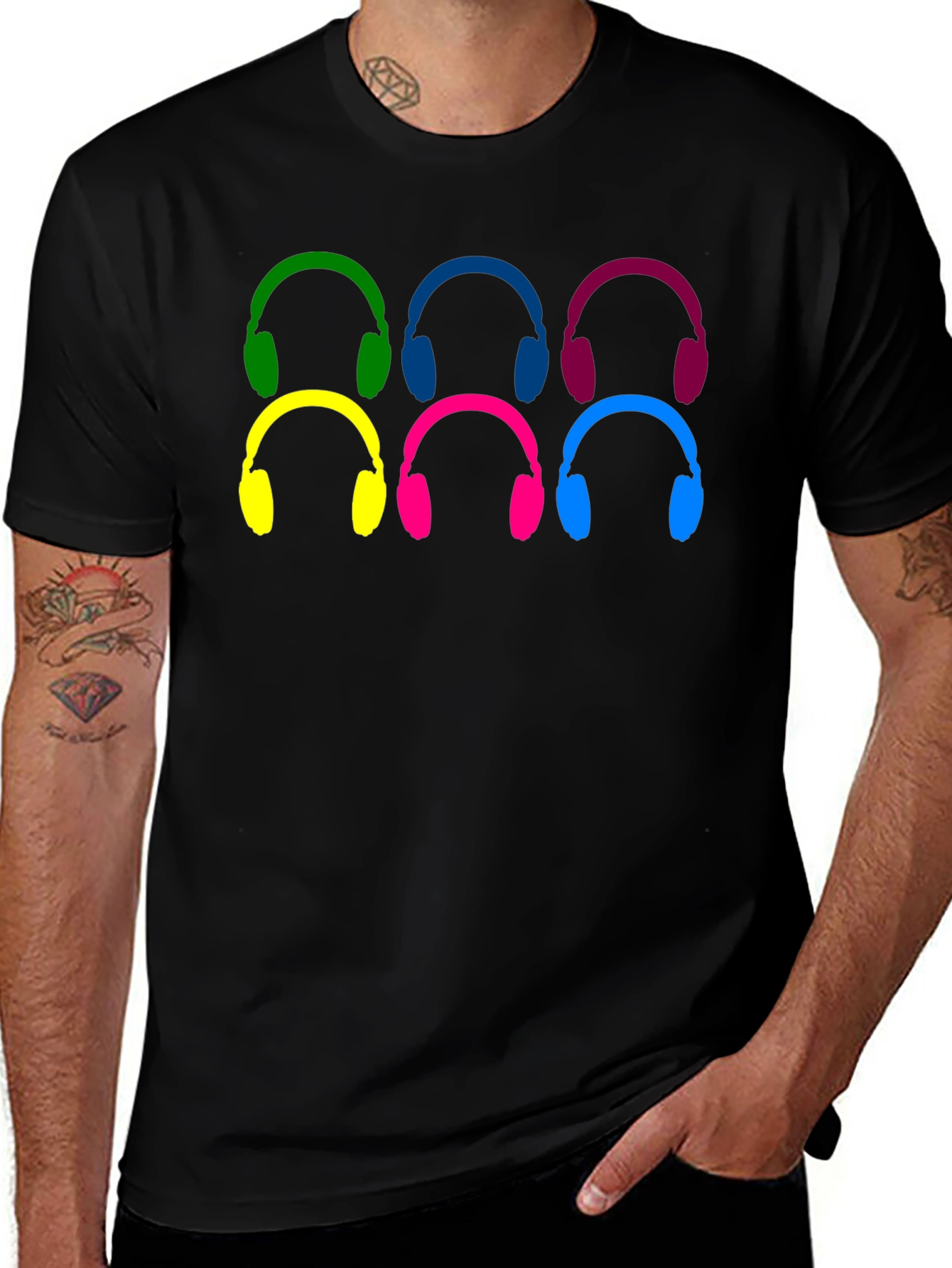 Colorful Headphone Pattern T-Shirt