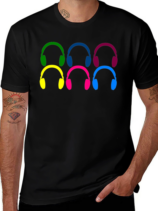 Colorful Headphone Pattern T-Shirt