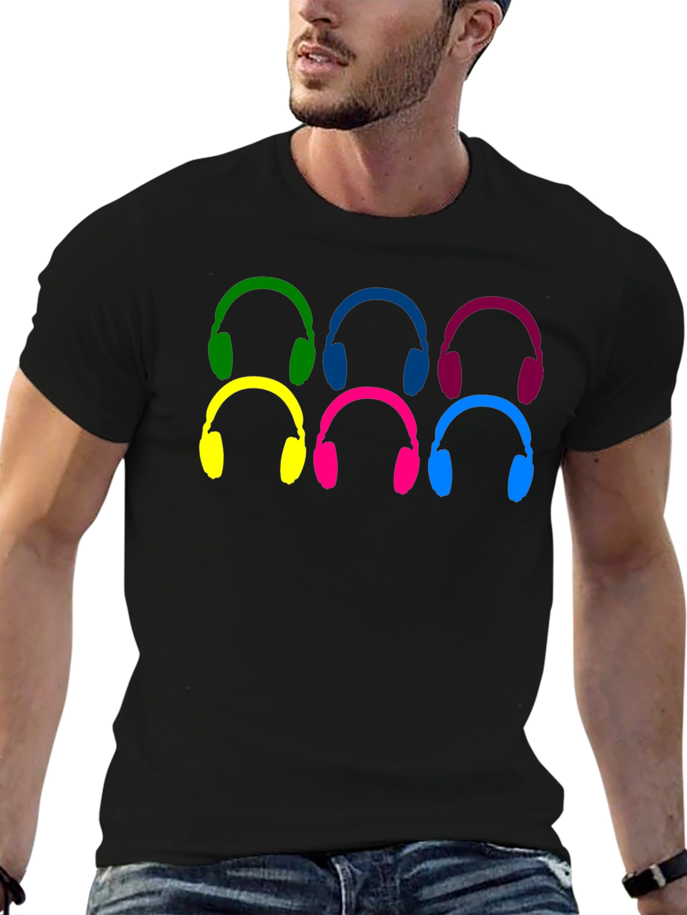 Colorful Headphone Pattern T-Shirt