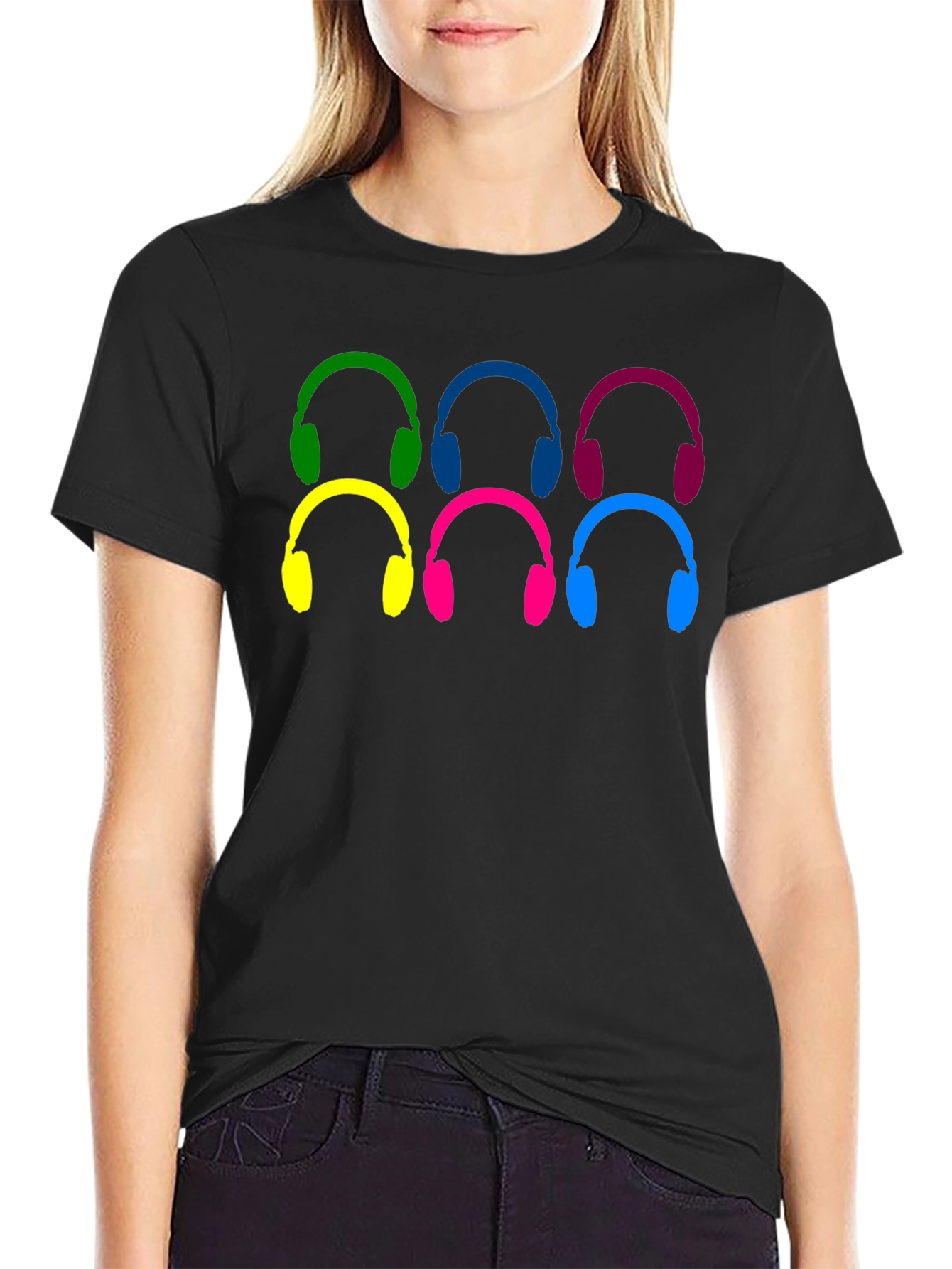Colorful Headphone Pattern T-Shirt