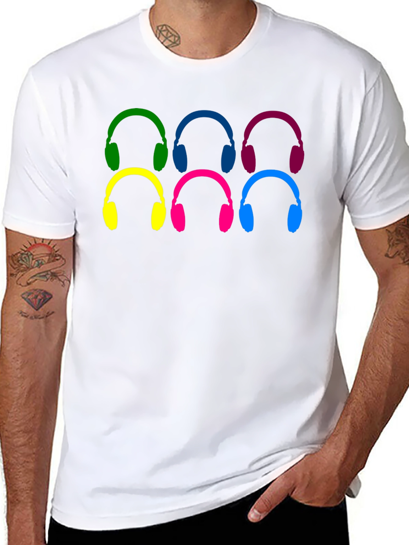 Colorful Headphone Pattern T-Shirt