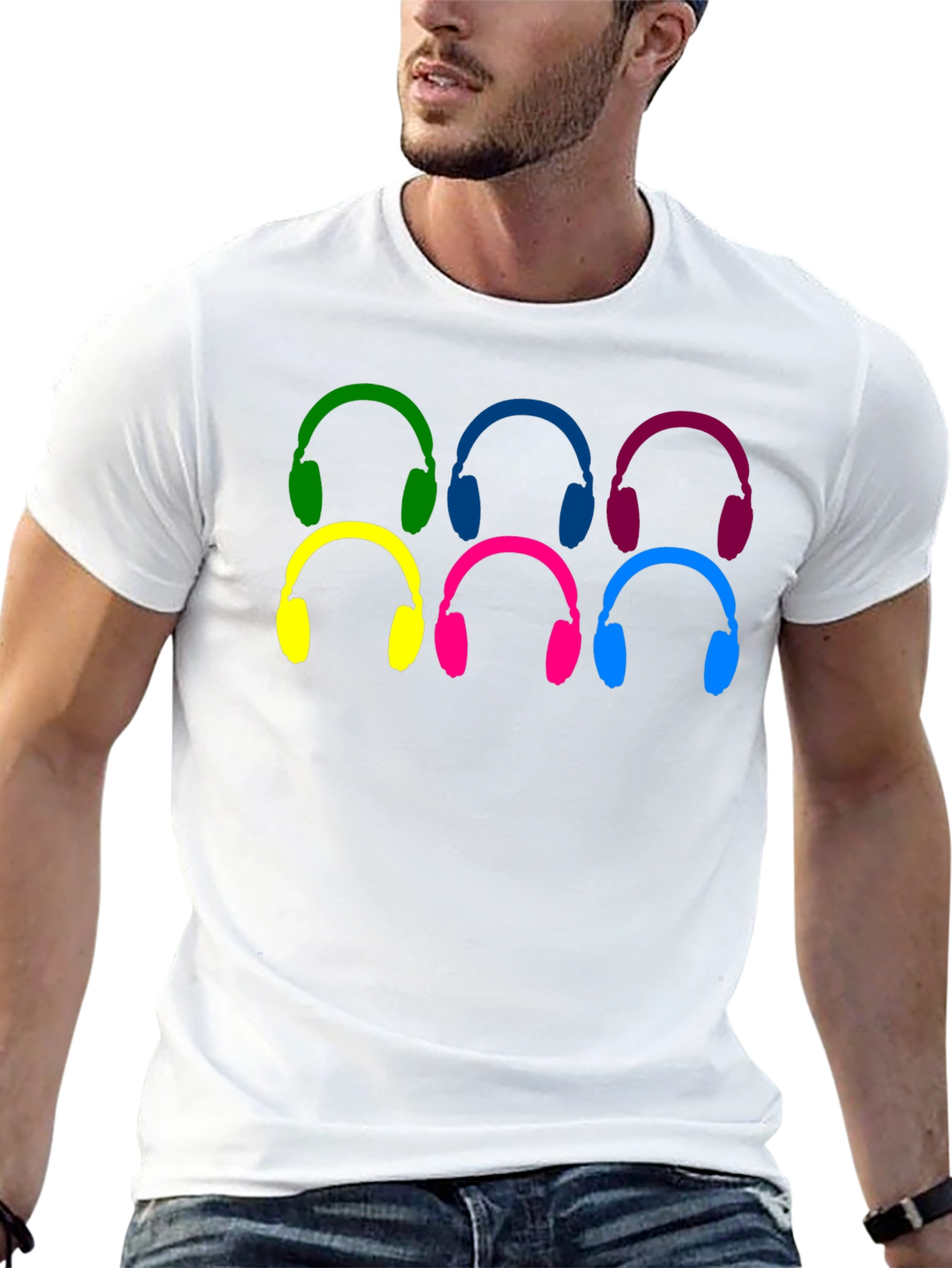 Colorful Headphone Pattern T-Shirt