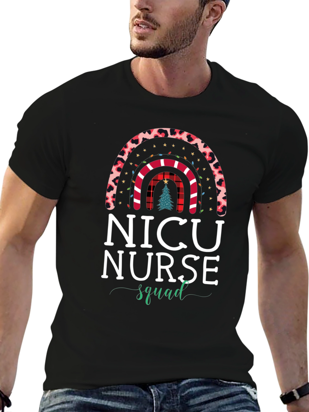 NICU Nurse Squad Christmas Rainbow T-Shirt