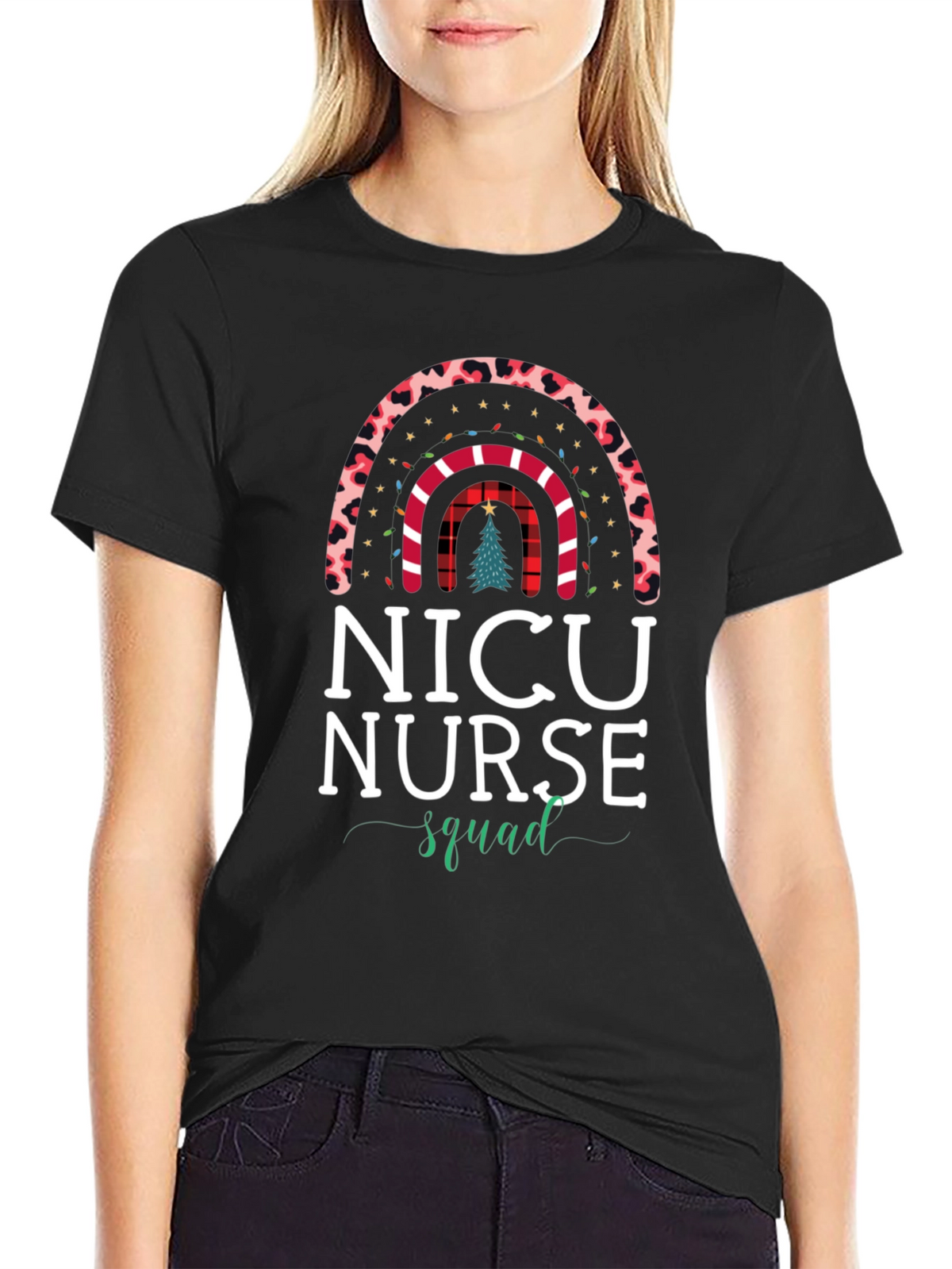 NICU Nurse Squad Christmas Rainbow T-Shirt