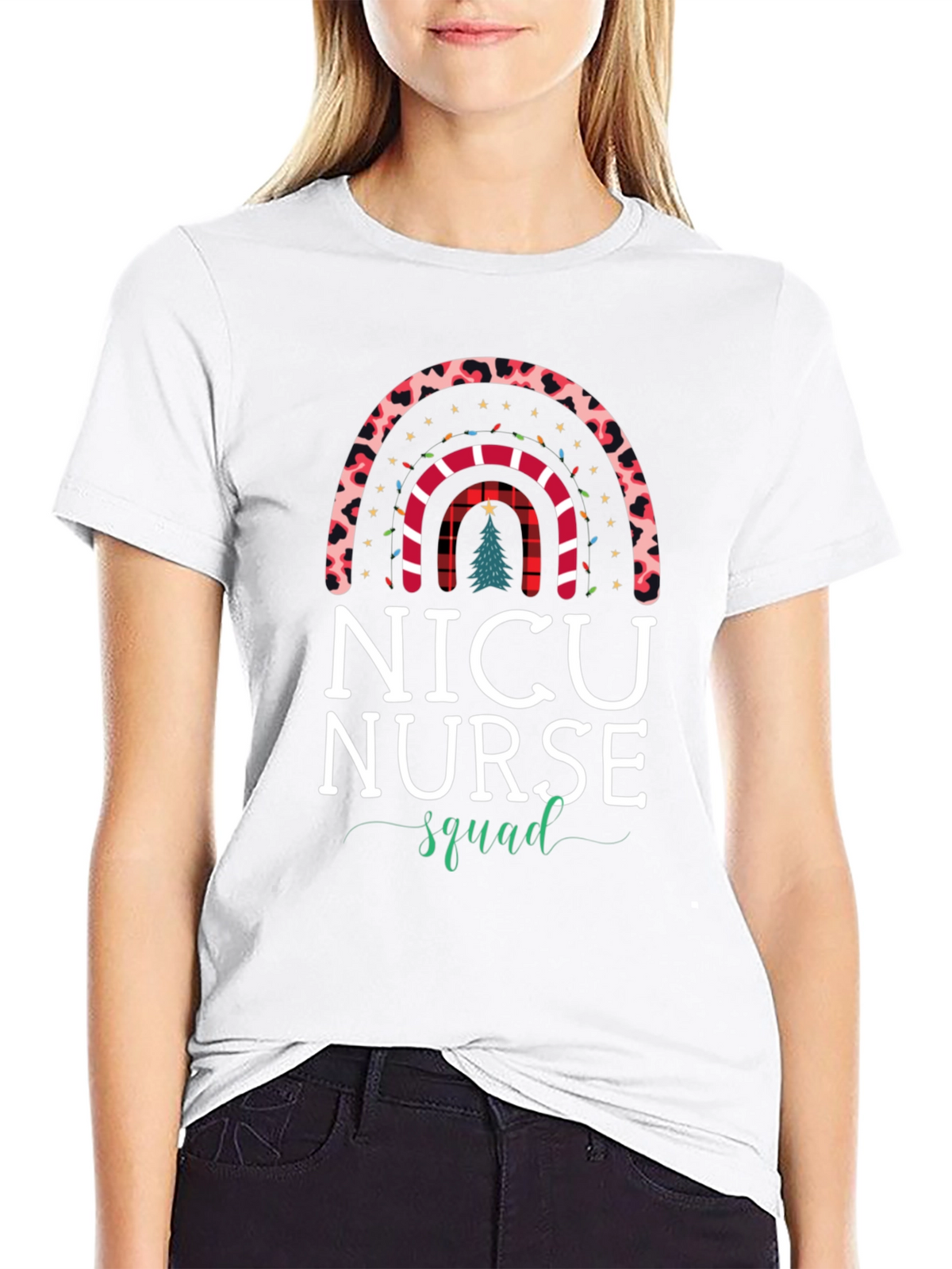 NICU Nurse Squad Christmas Rainbow T-Shirt