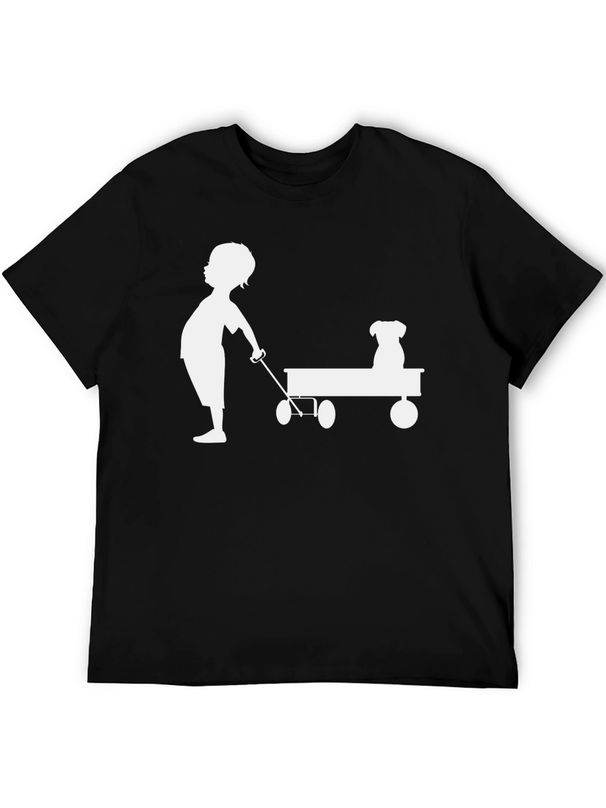 Boy and Dog Wagon Tee - Classic Black Cotton