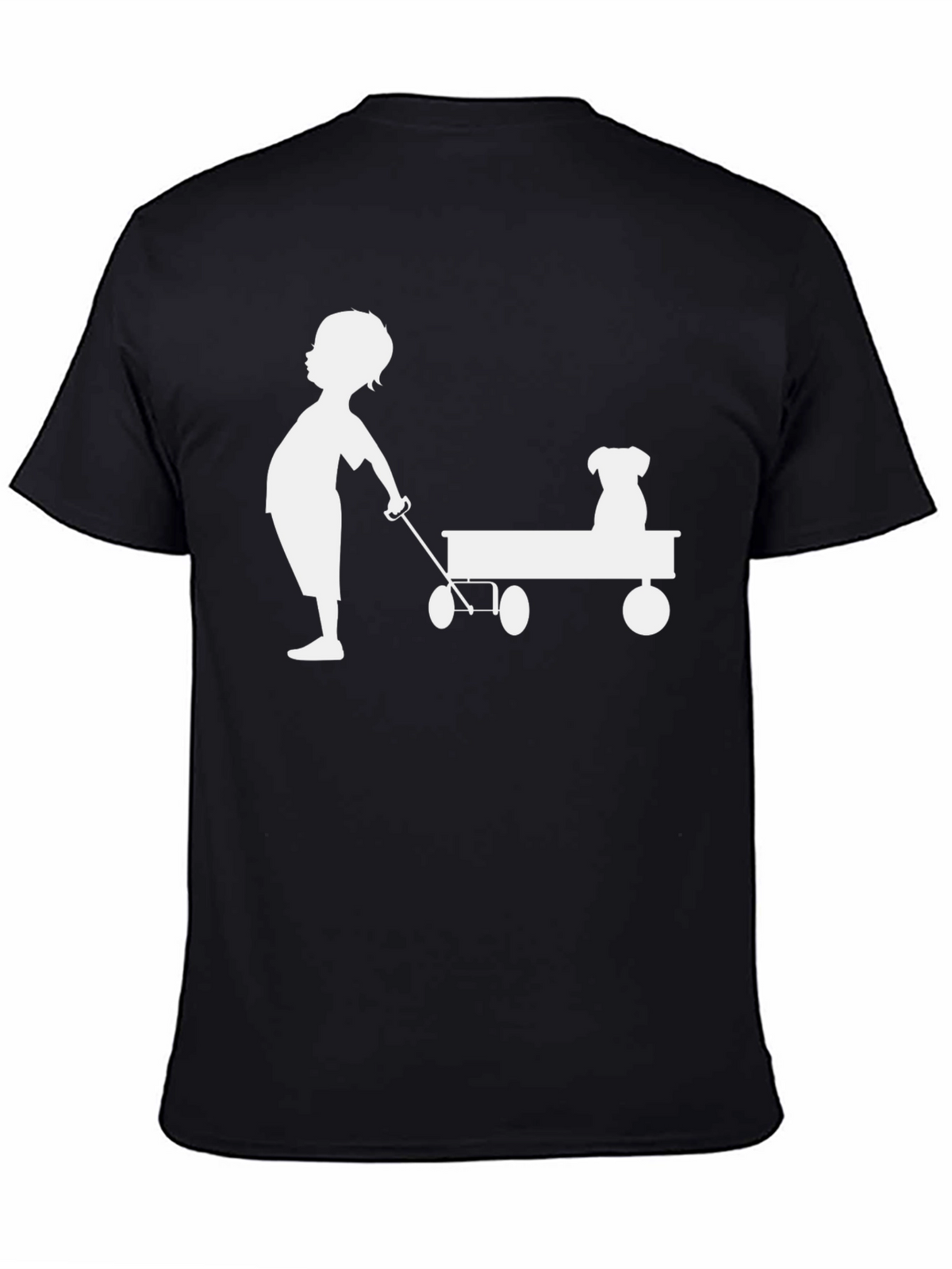 Boy and Dog Wagon Tee - Classic Black Cotton