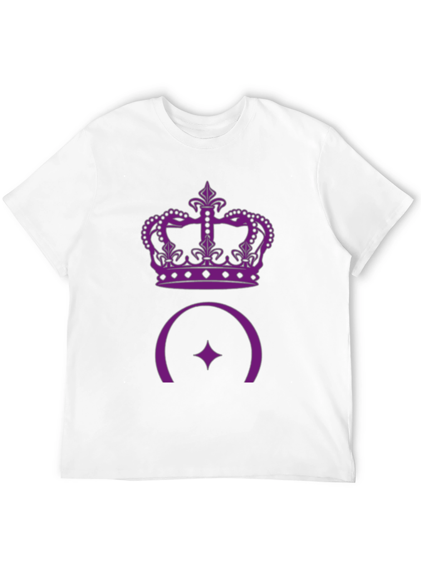Purple Crown & Star Design Black T-Shirt