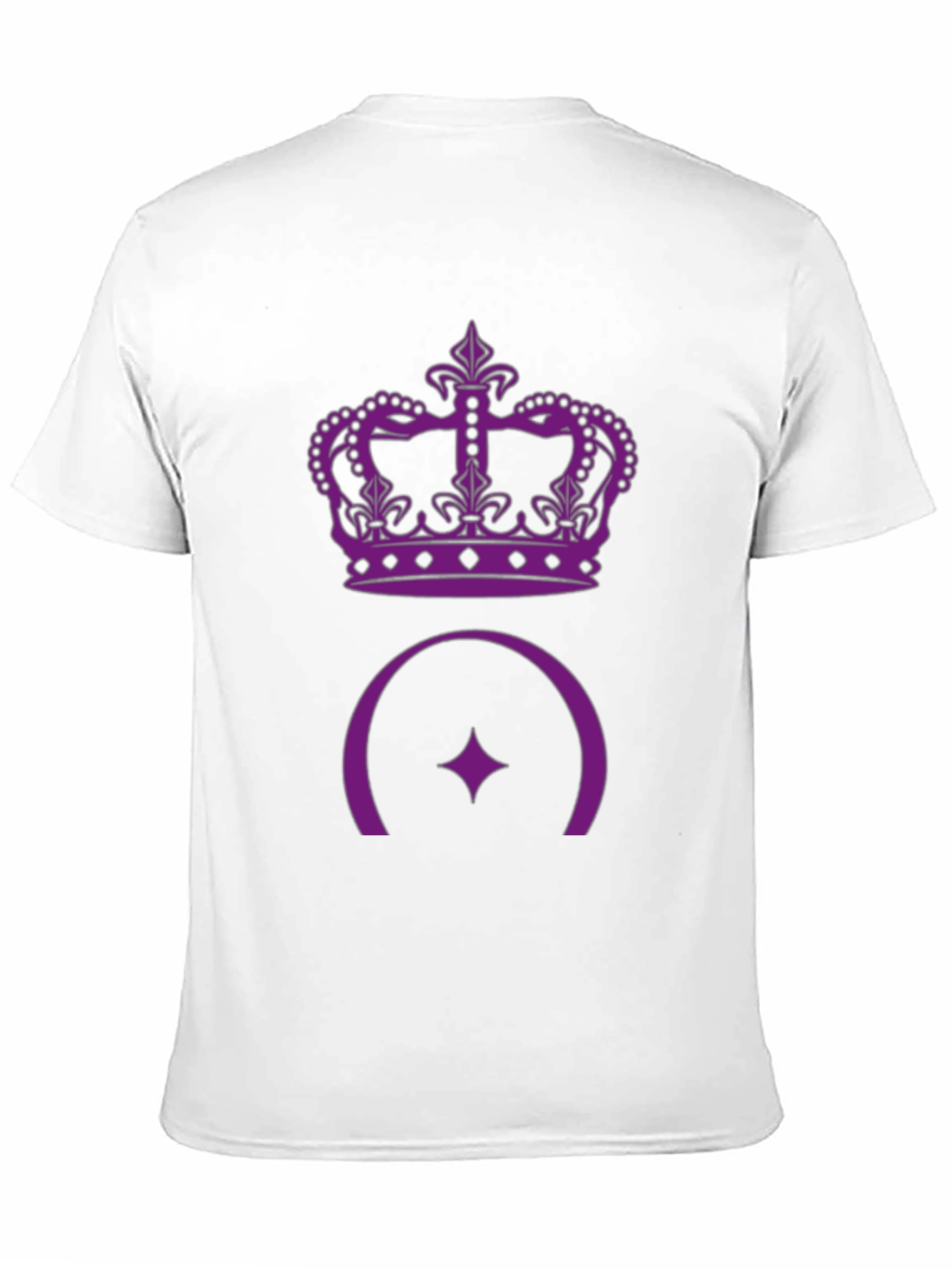 Purple Crown & Star Design Black T-Shirt