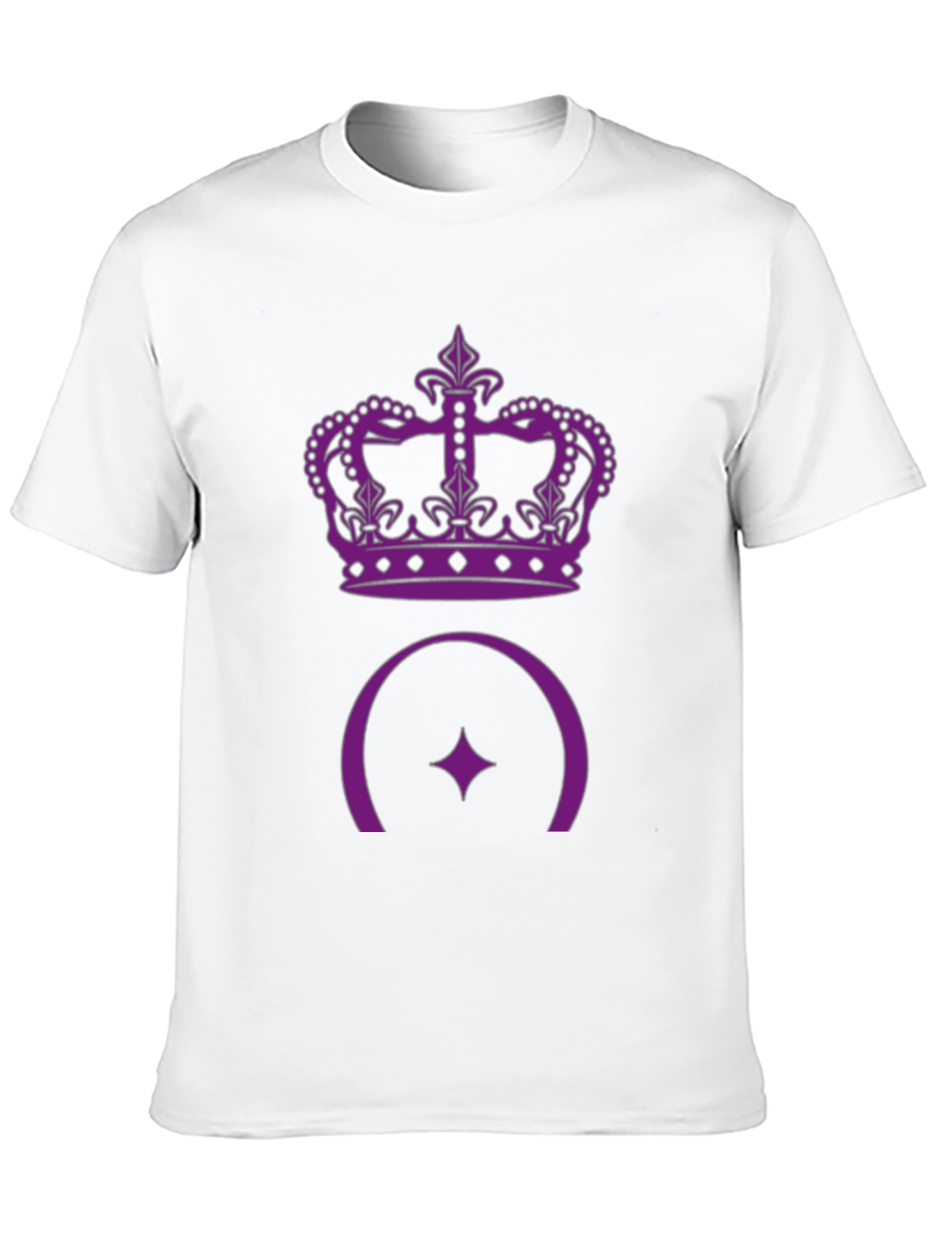 Purple Crown & Star Design Black T-Shirt