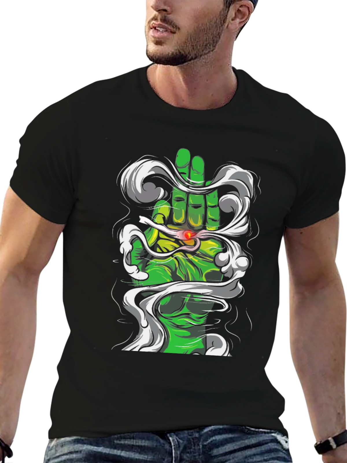 Green Hand Graphic Tee - Unique Design T-Shirt