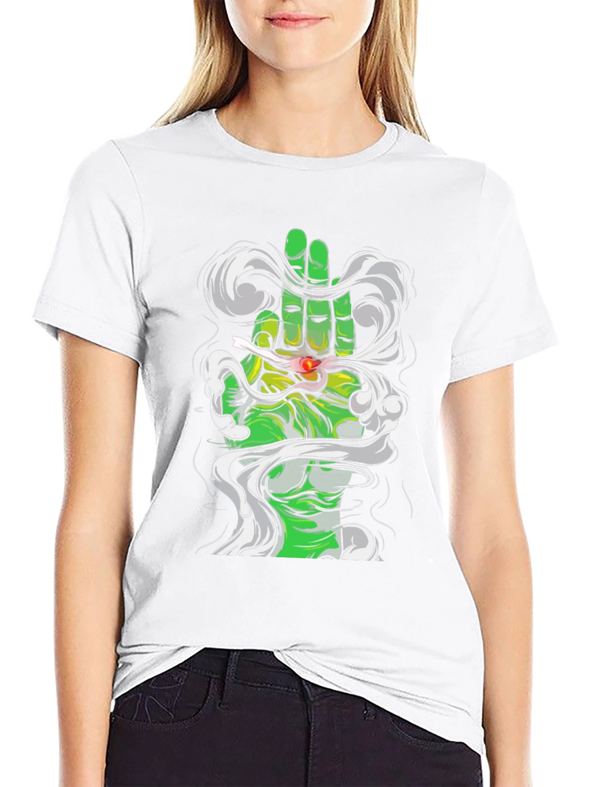 Green Hand Graphic Tee - Unique Design T-Shirt