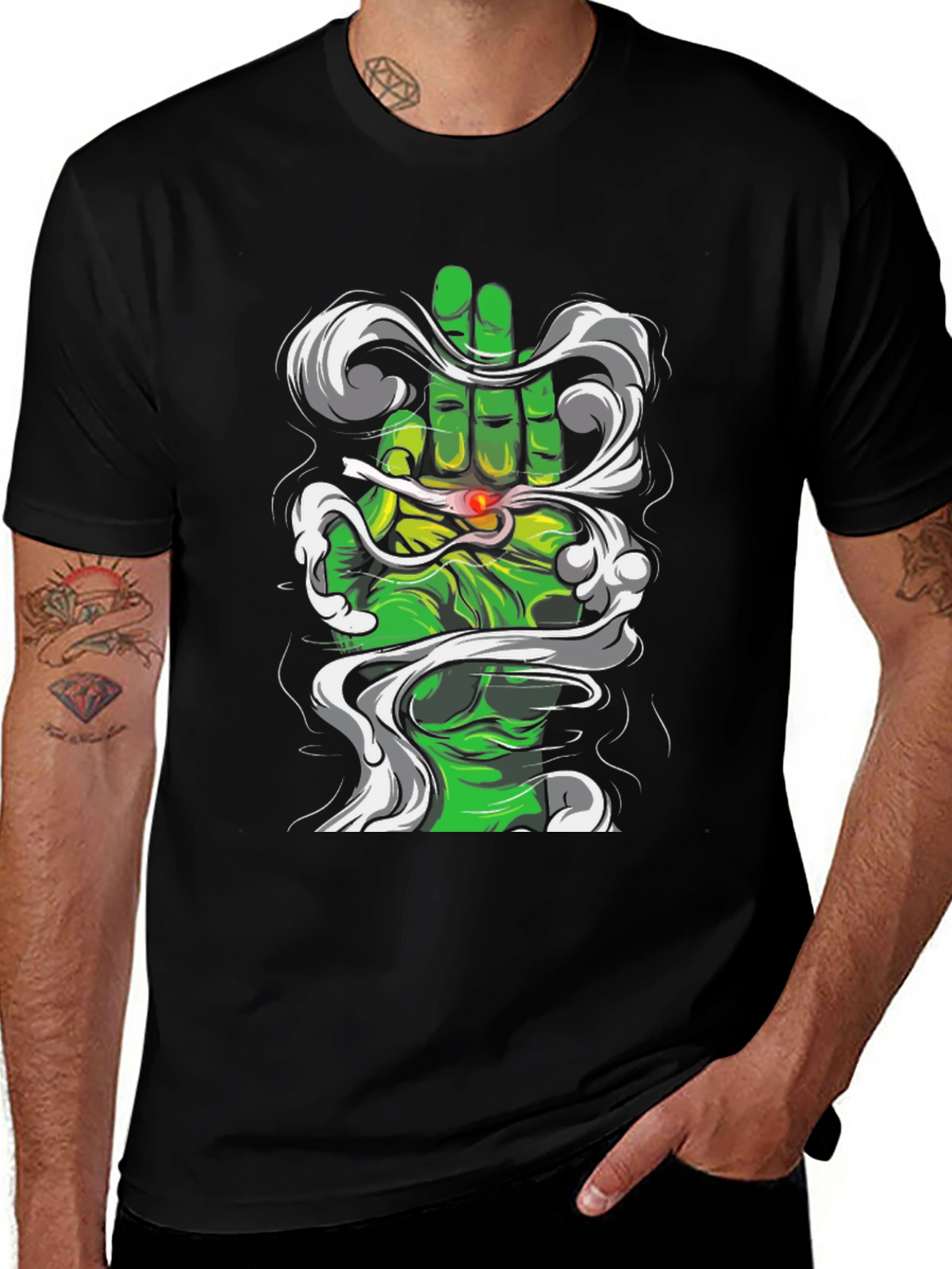 Green Hand Graphic Tee - Unique Design T-Shirt