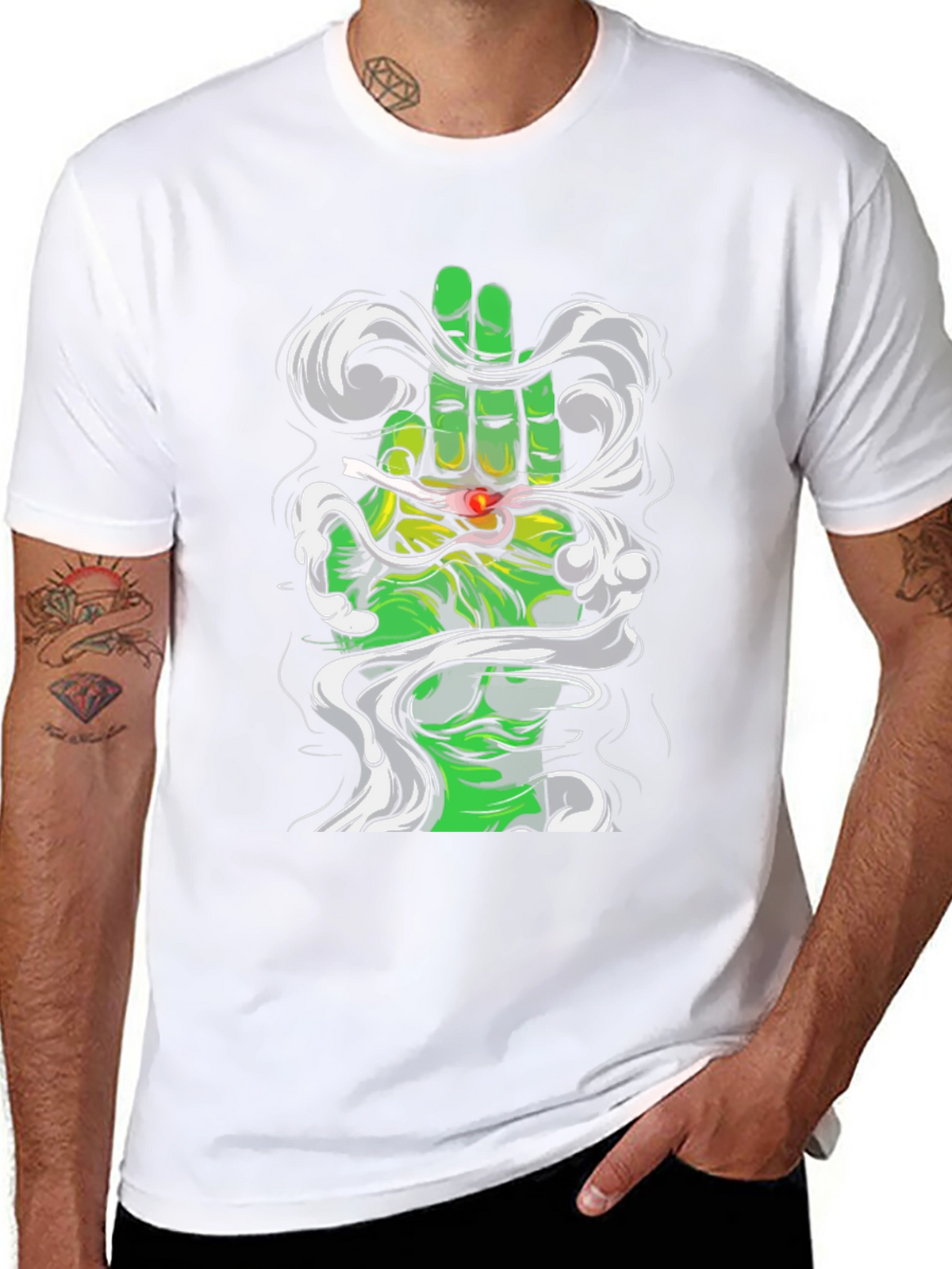 Green Hand Graphic Tee - Unique Design T-Shirt