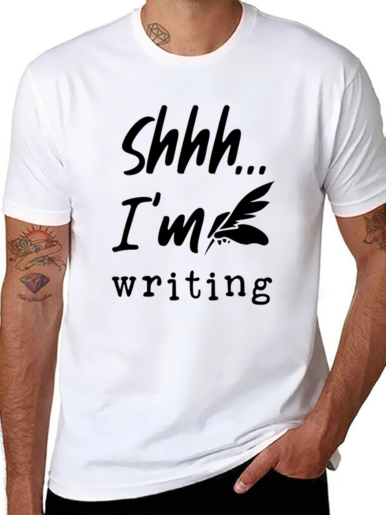 Shhh... Im Writing Black T-Shirt