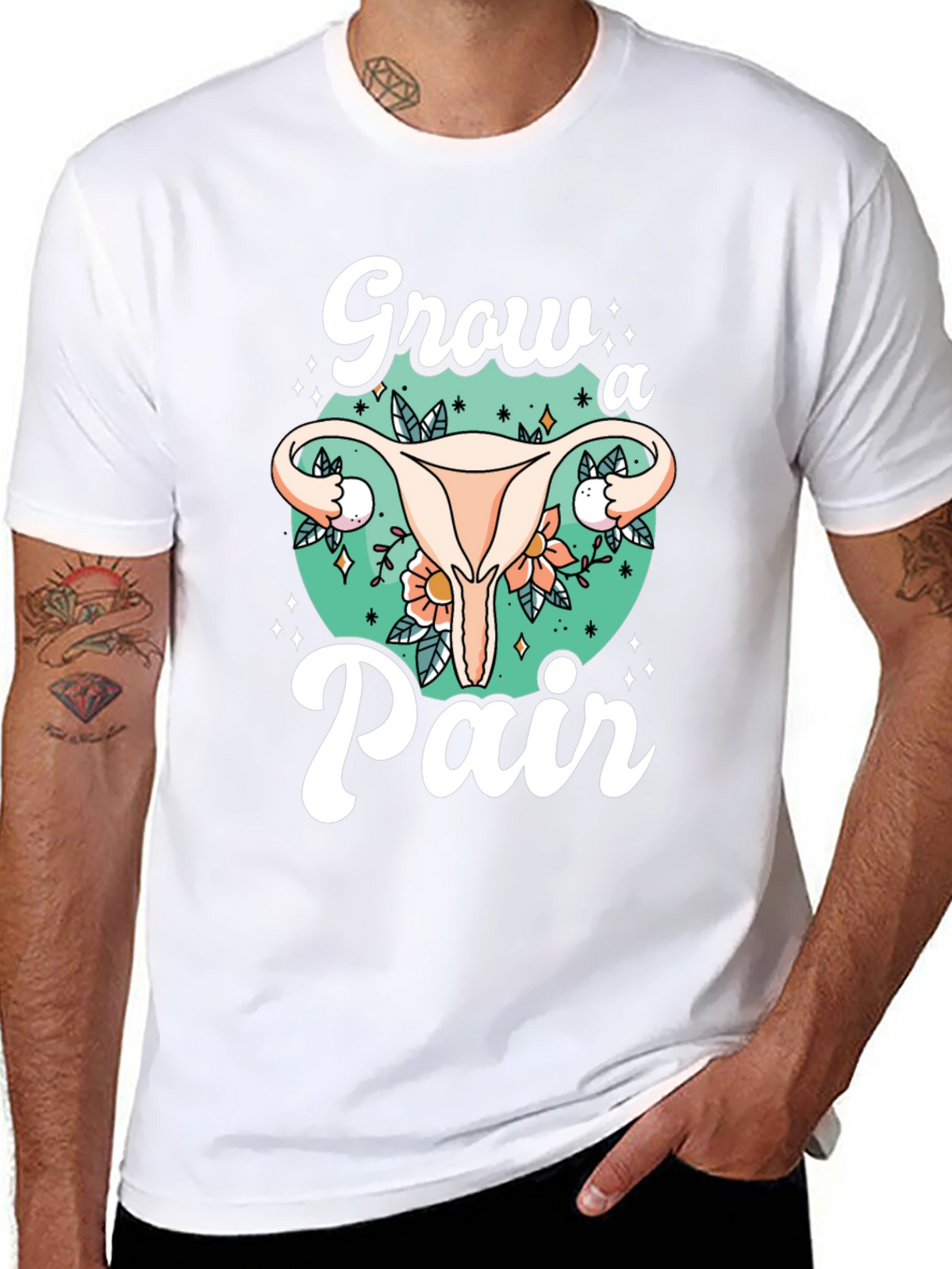 Grow a Pair Graphic Tee - Unique Uterus Design