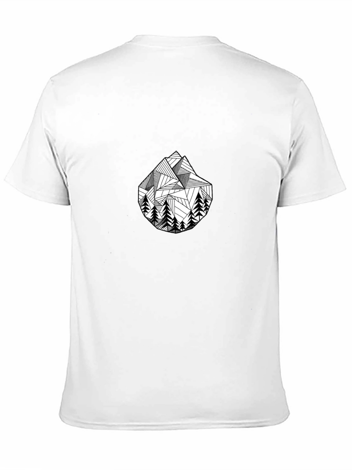 Geometric Mountain & Trees Black T-Shirt