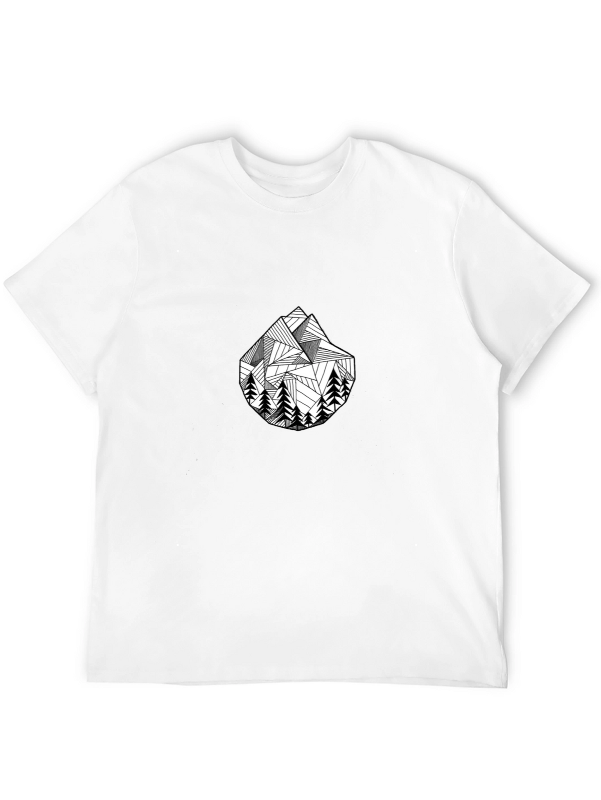 Geometric Mountain & Trees Black T-Shirt