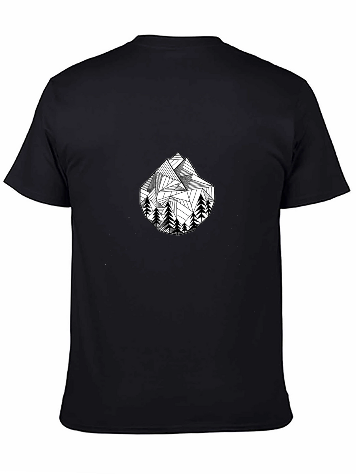 Geometric Mountain & Trees Black T-Shirt