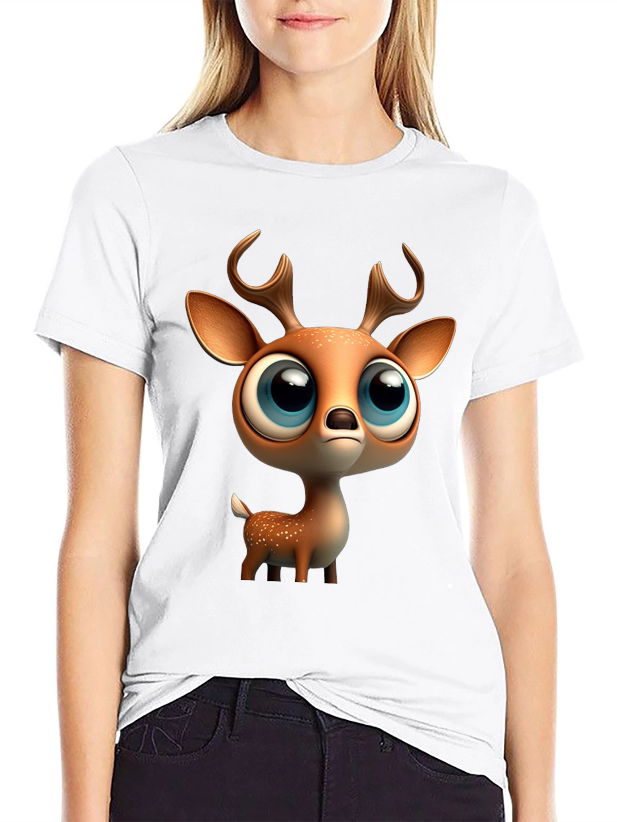 Cute Deer Graphic Tee - Stylish Black T-Shirt