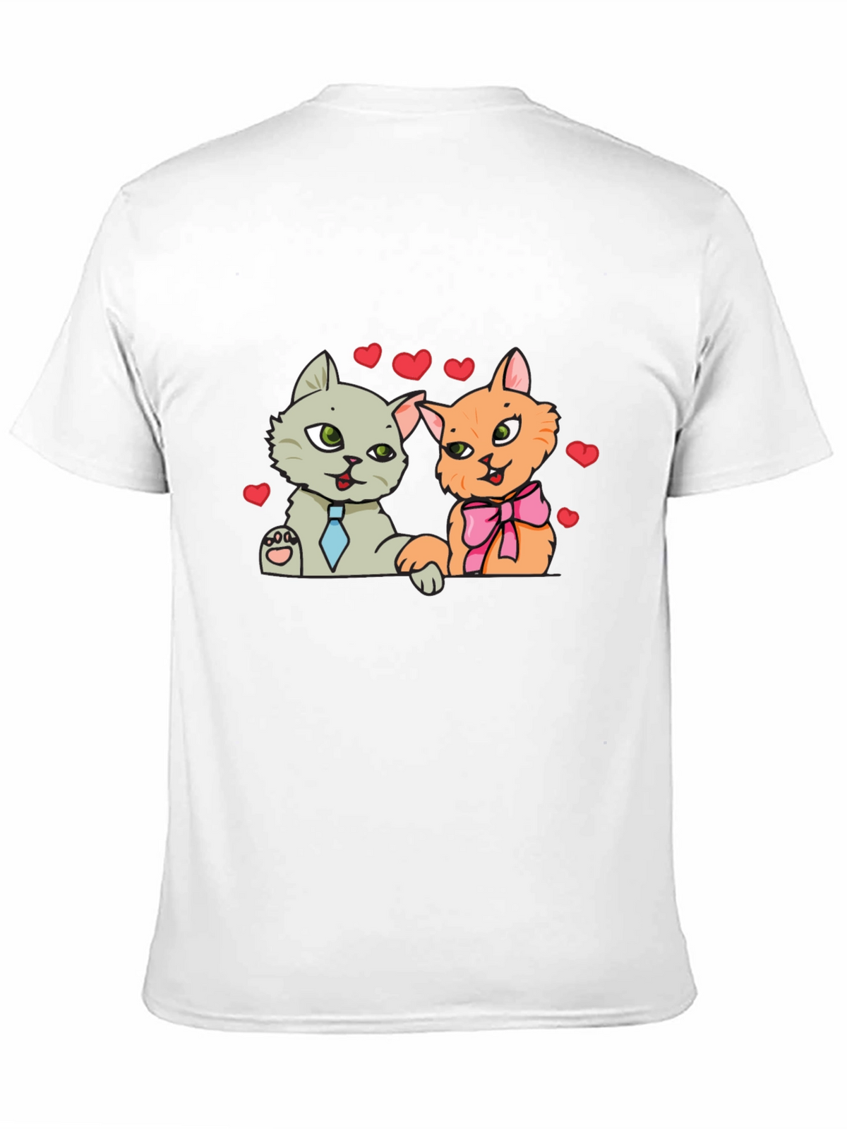 Cute Cats in Love Black T-Shirt