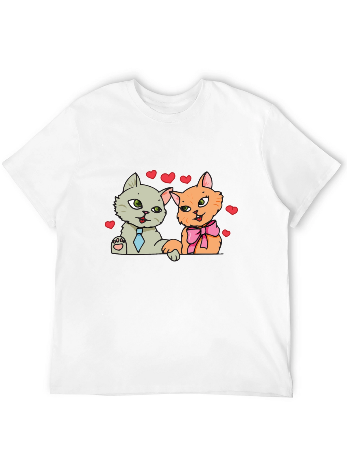 Cute Cats in Love Black T-Shirt