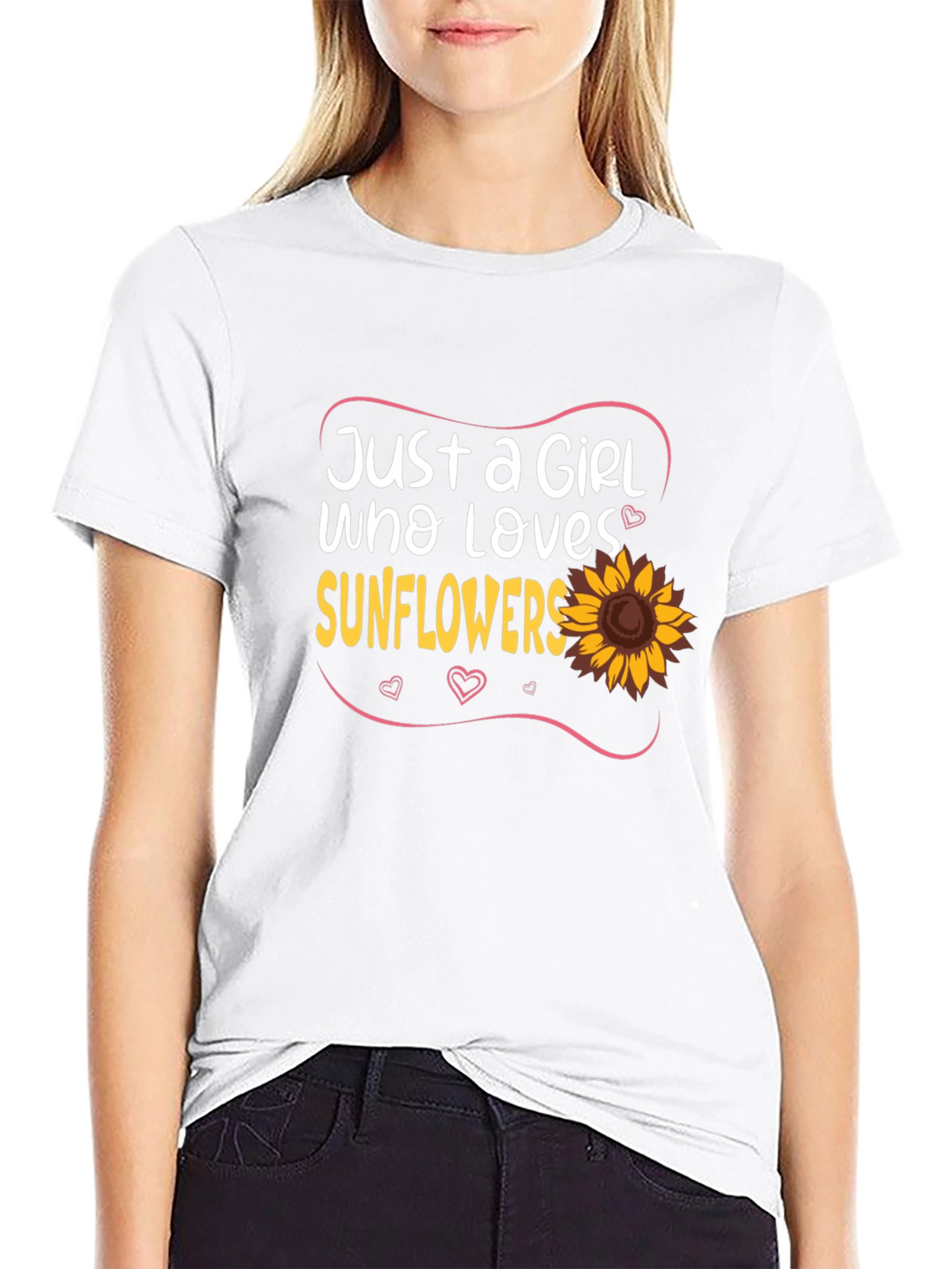Just A Girl Who Loves Sunflowers Black T-Shirt