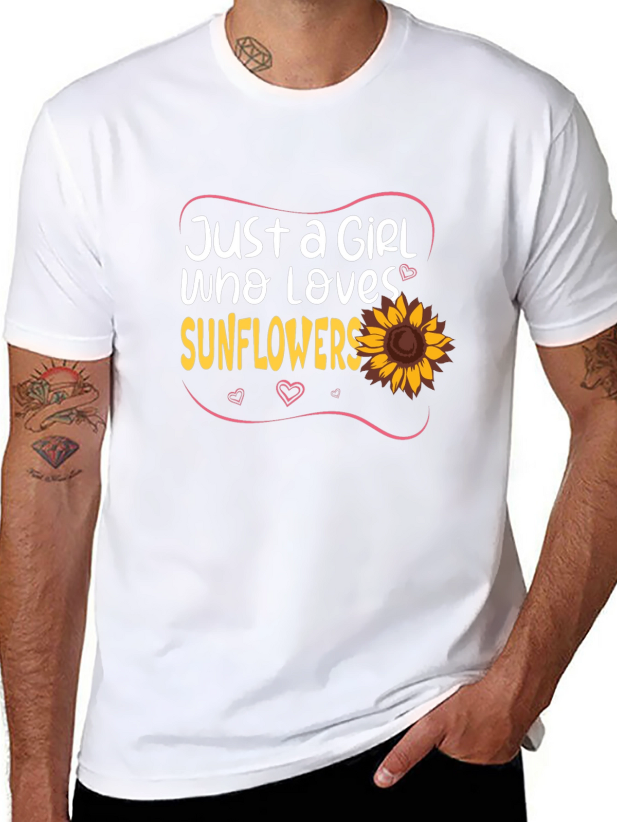 Just A Girl Who Loves Sunflowers Black T-Shirt
