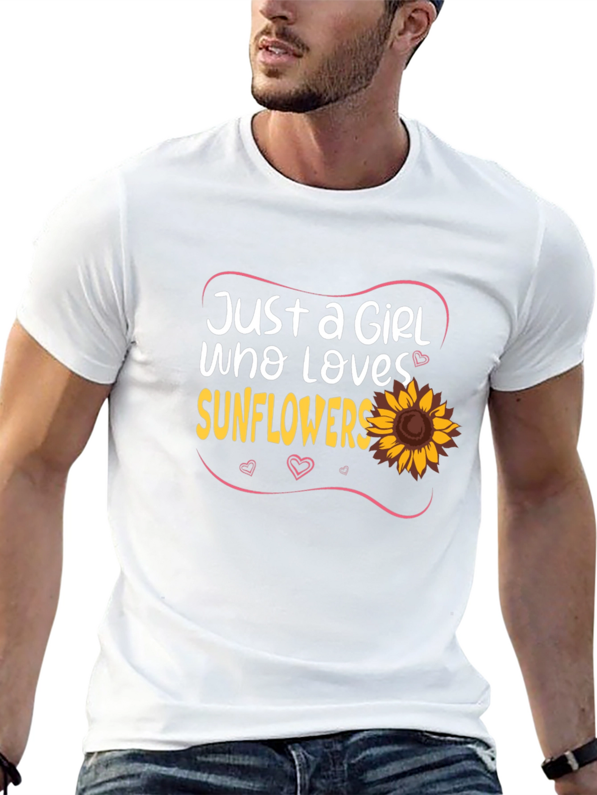Just A Girl Who Loves Sunflowers Black T-Shirt
