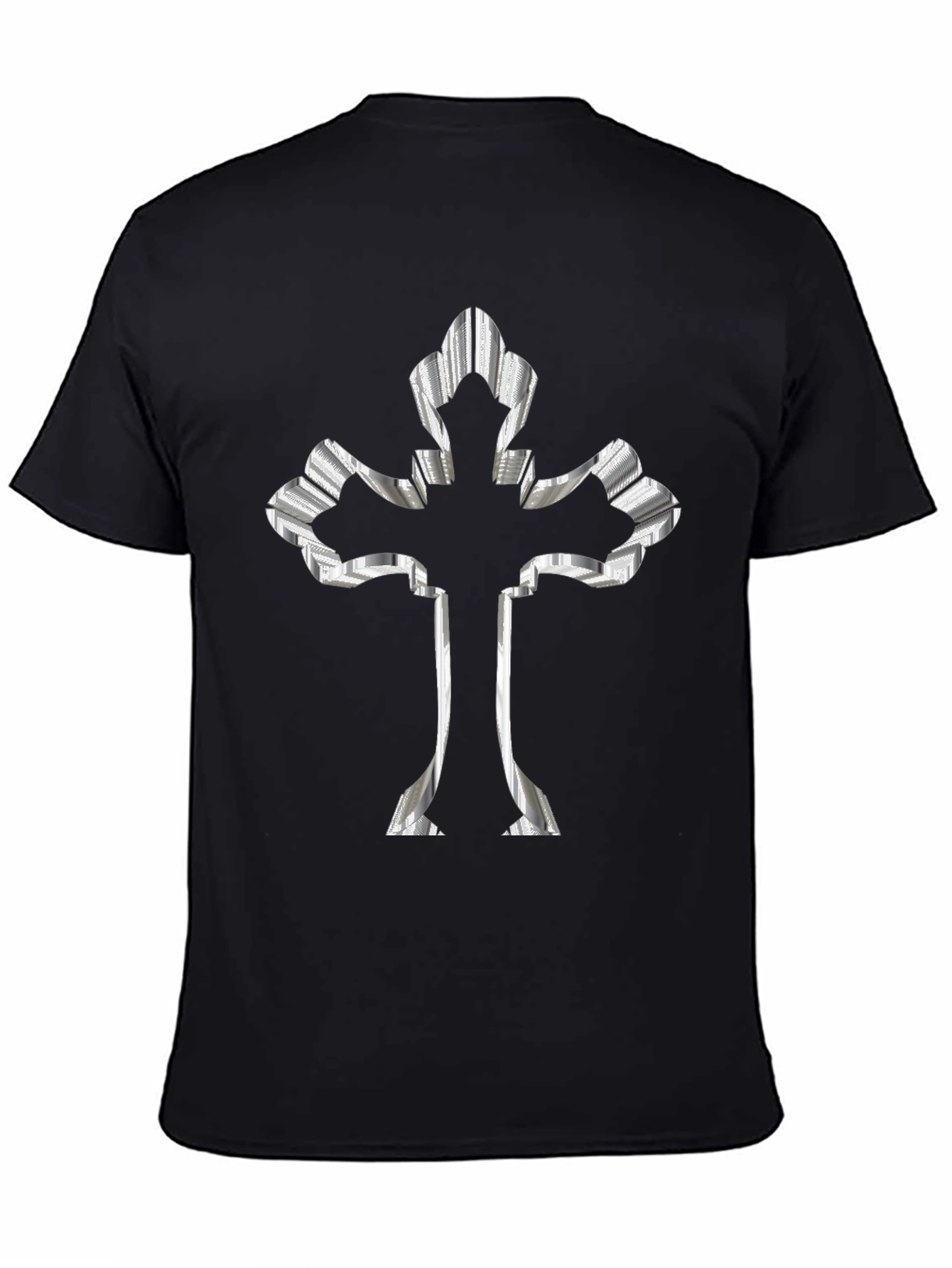 Striped Cross Graphic Black Tee