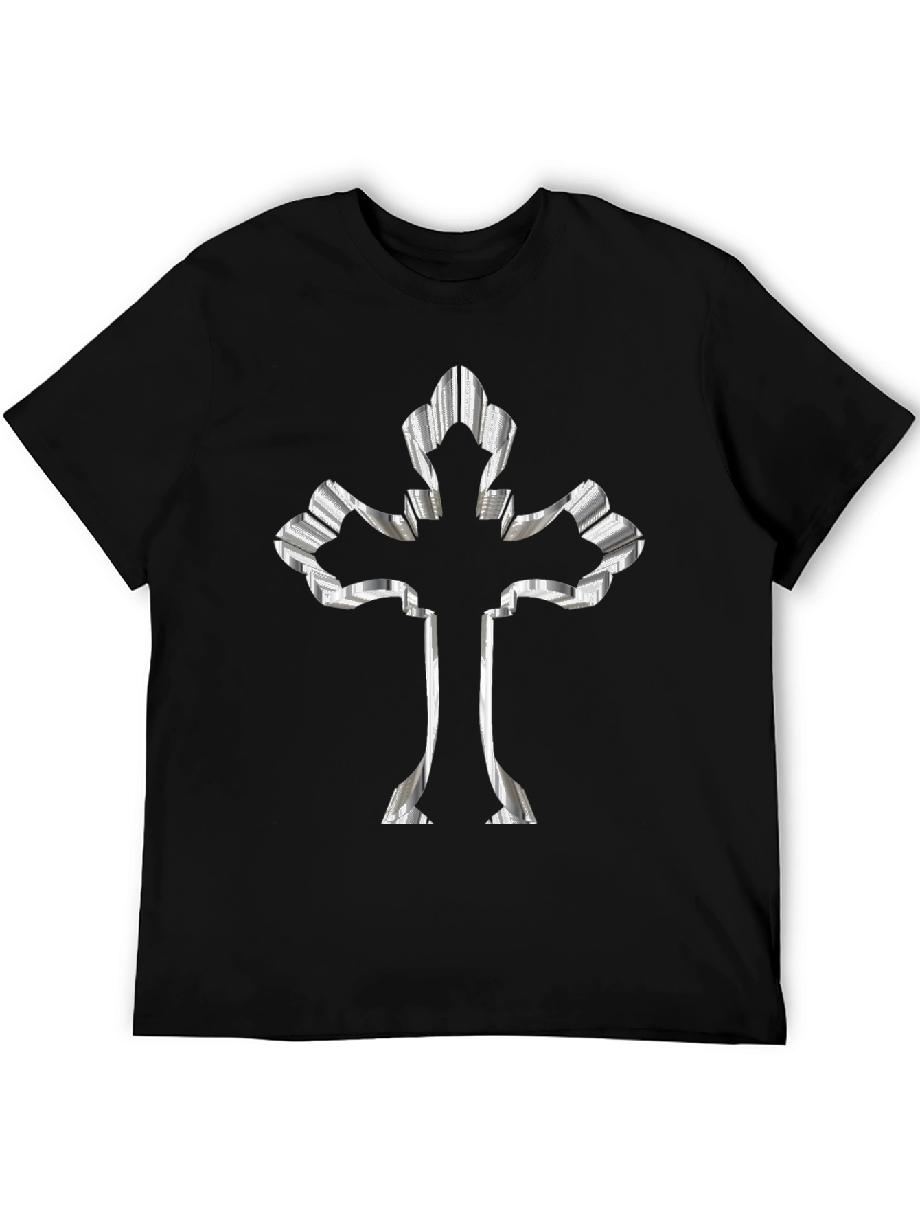 Striped Cross Graphic Black Tee