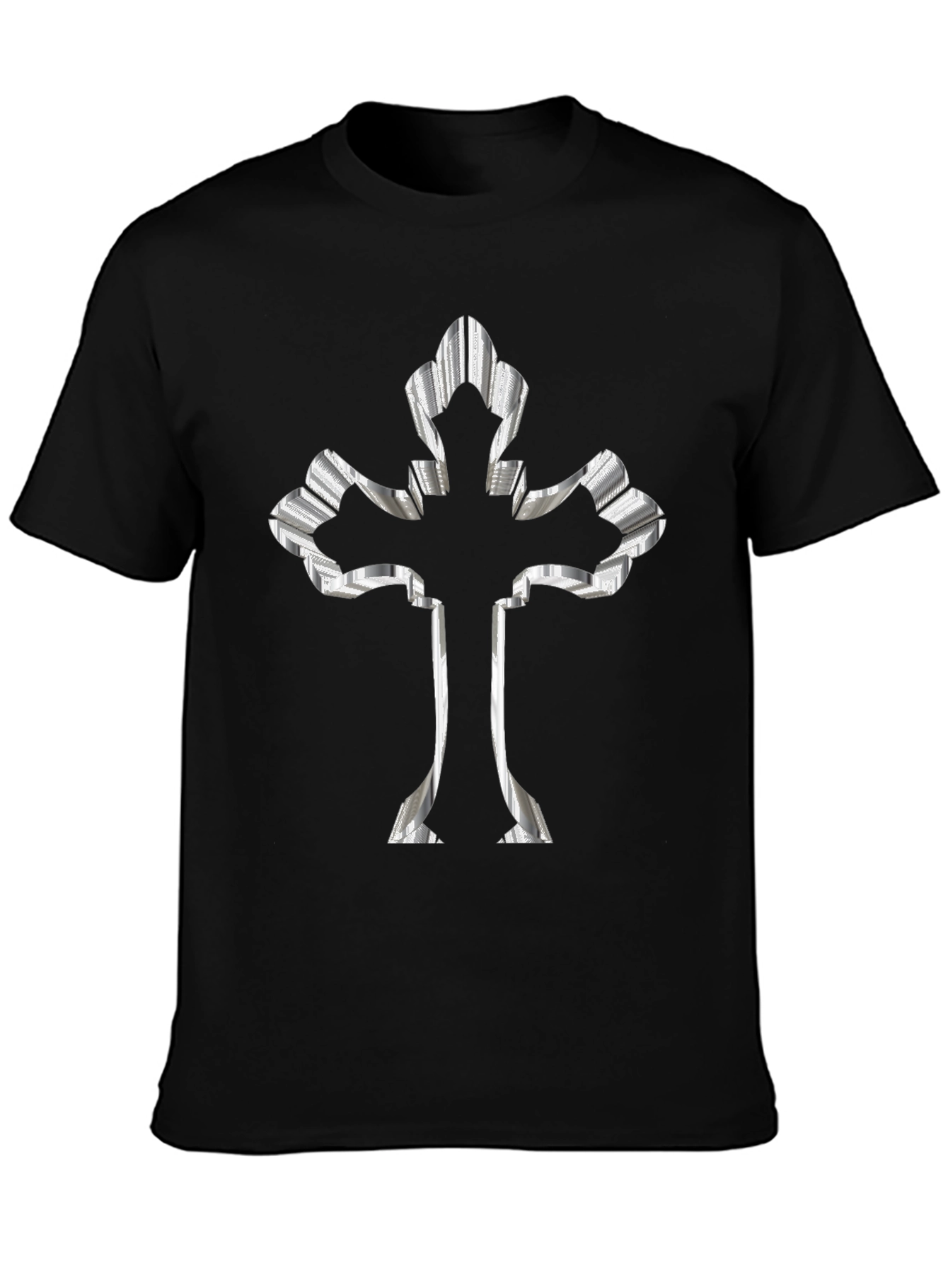 Striped Cross Graphic Black Tee