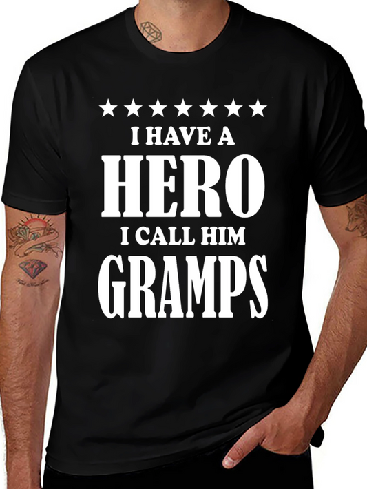 Hero Gramps T-Shirt Black Cotton Tee Gift for Grandfather