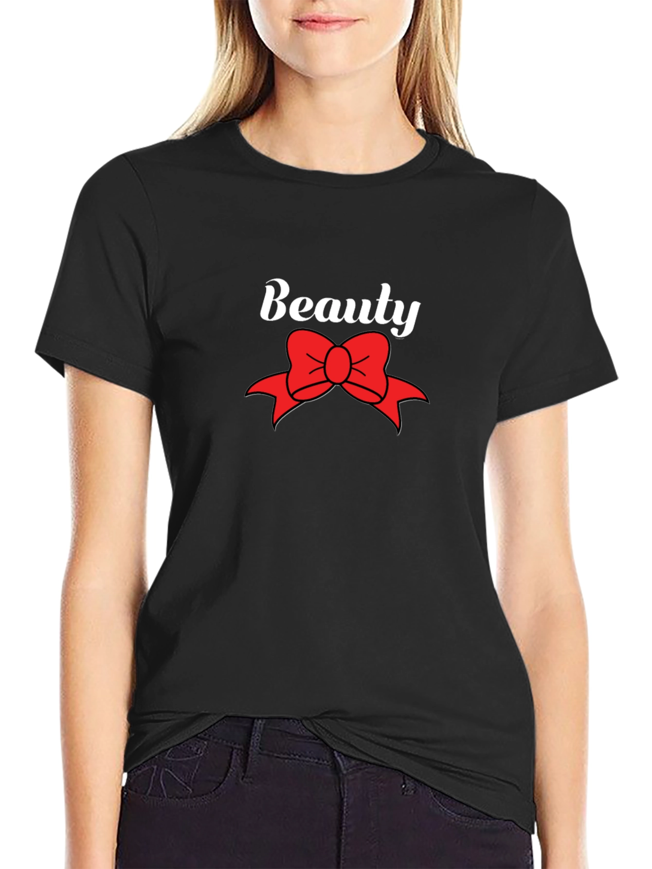 Beauty Bow Graphic Black T-Shirt